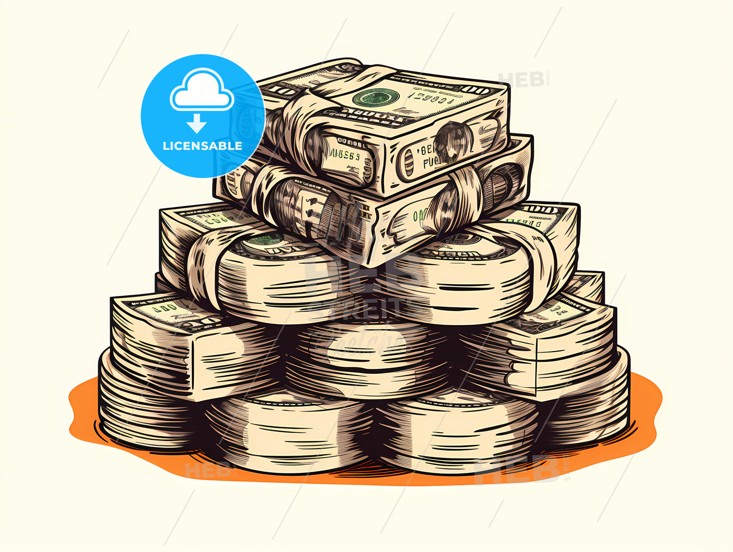 Stack Of Money In A Pile