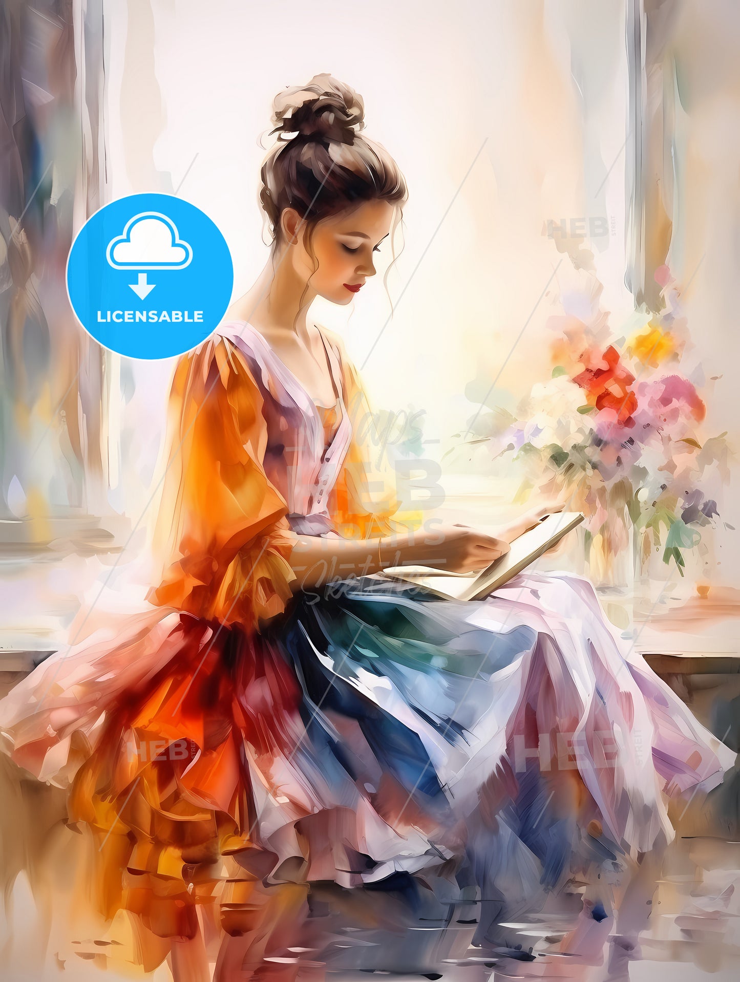 Woman In A Dress Reading A Book