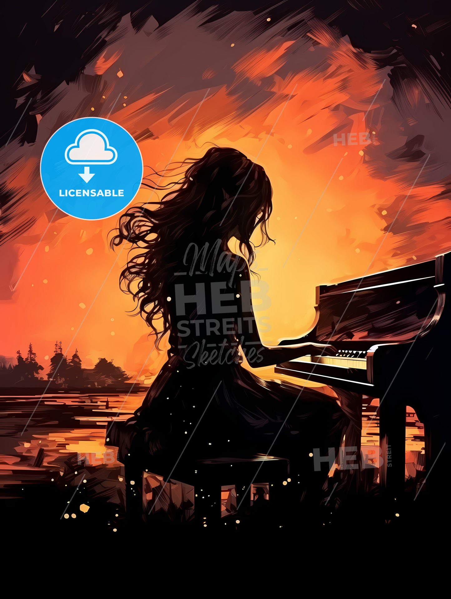 Woman Playing A Piano