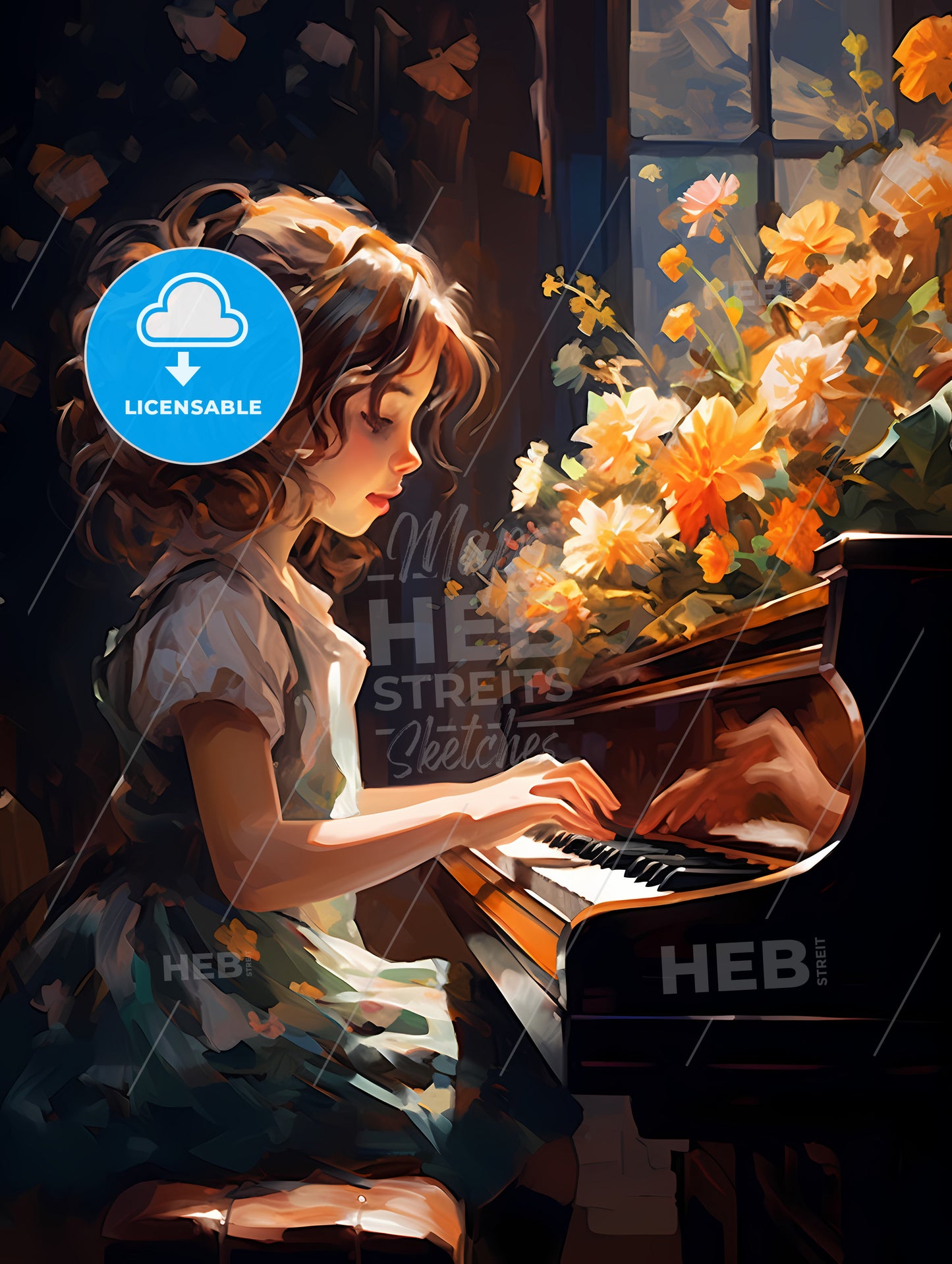 Girl Playing A Piano