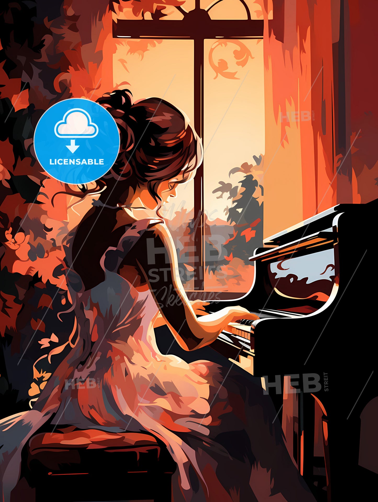 Woman Playing A Piano