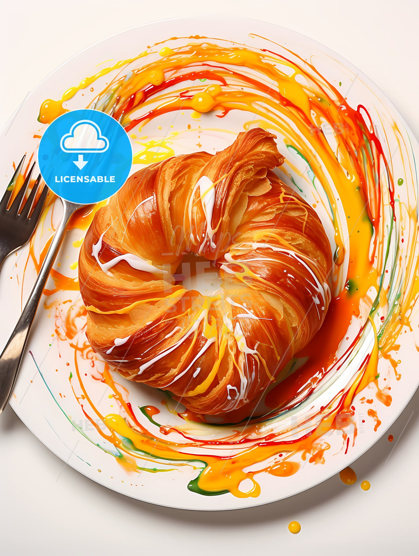 Plate With A Pastry And A Fork