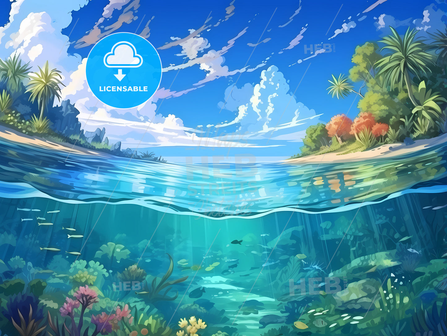 Underwater View Of A Tropical Island