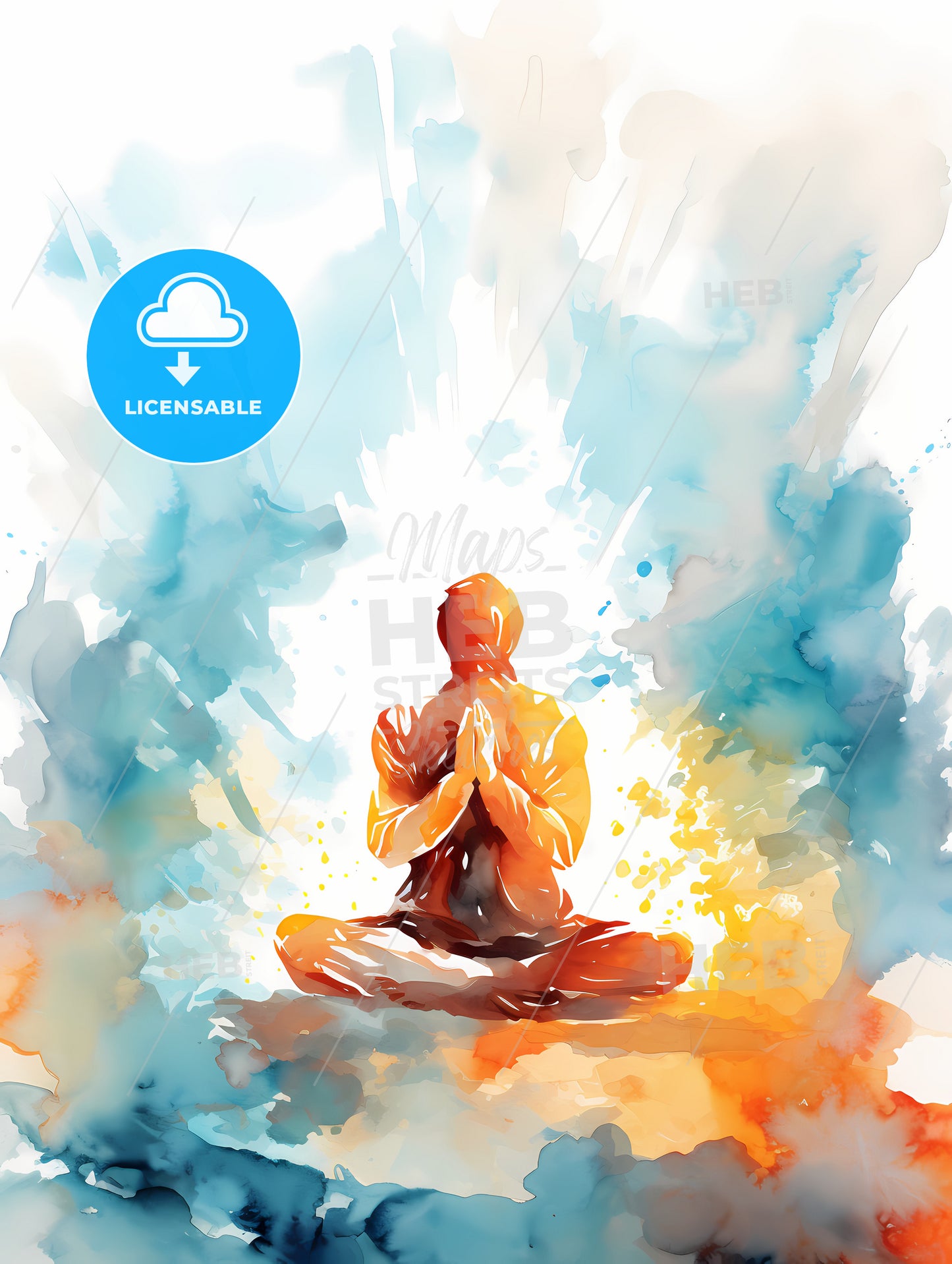 Person Sitting In A Lotus Position With Hands Together