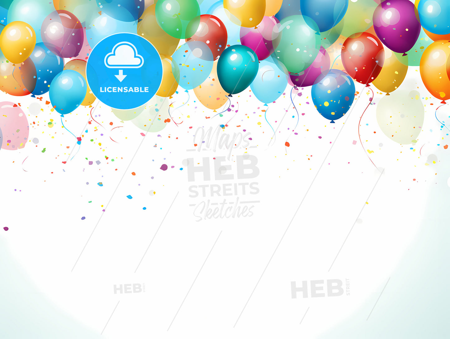 Group Of Balloons And Confetti