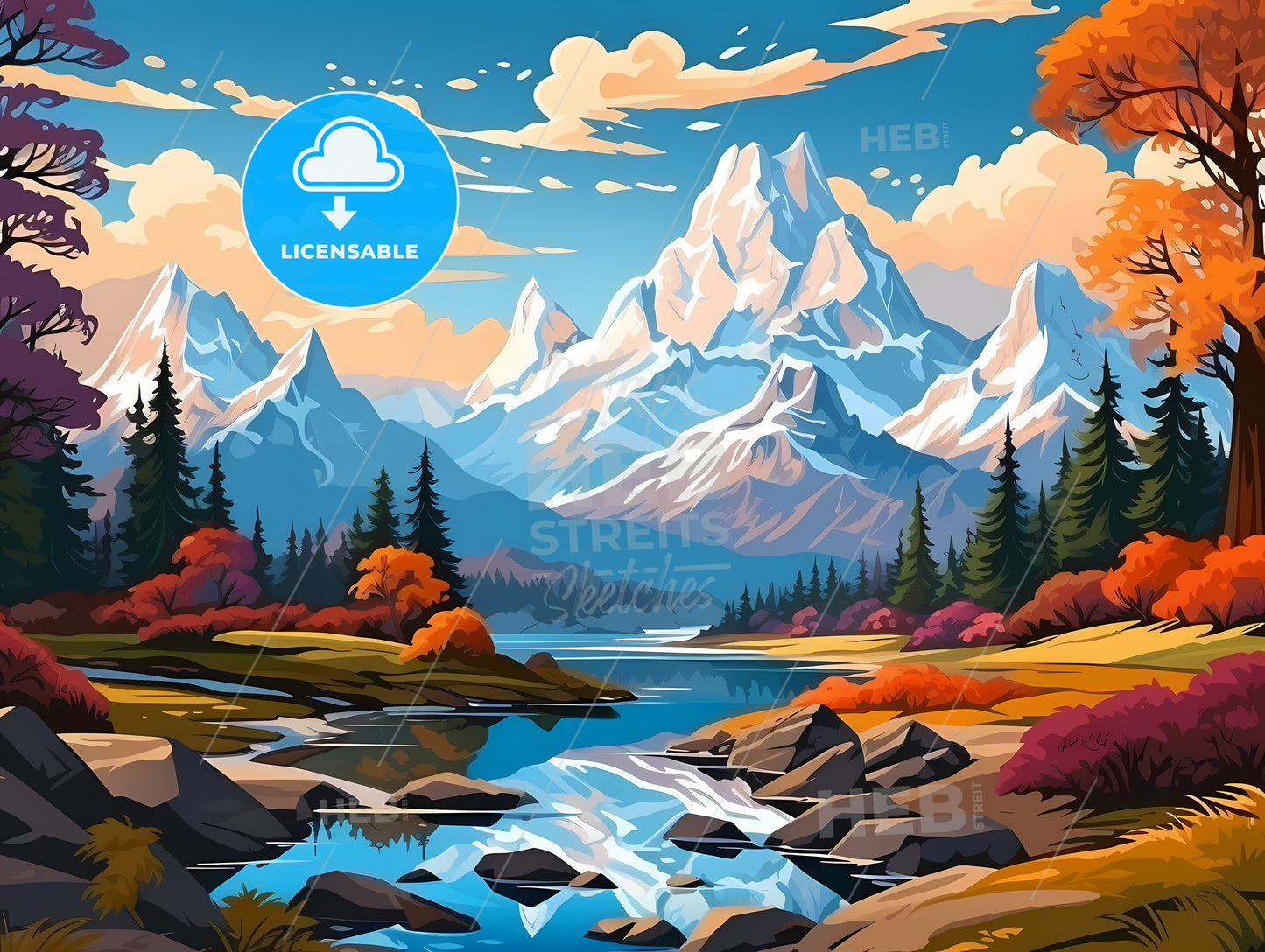 River Running Through A Snowy Mountain Range