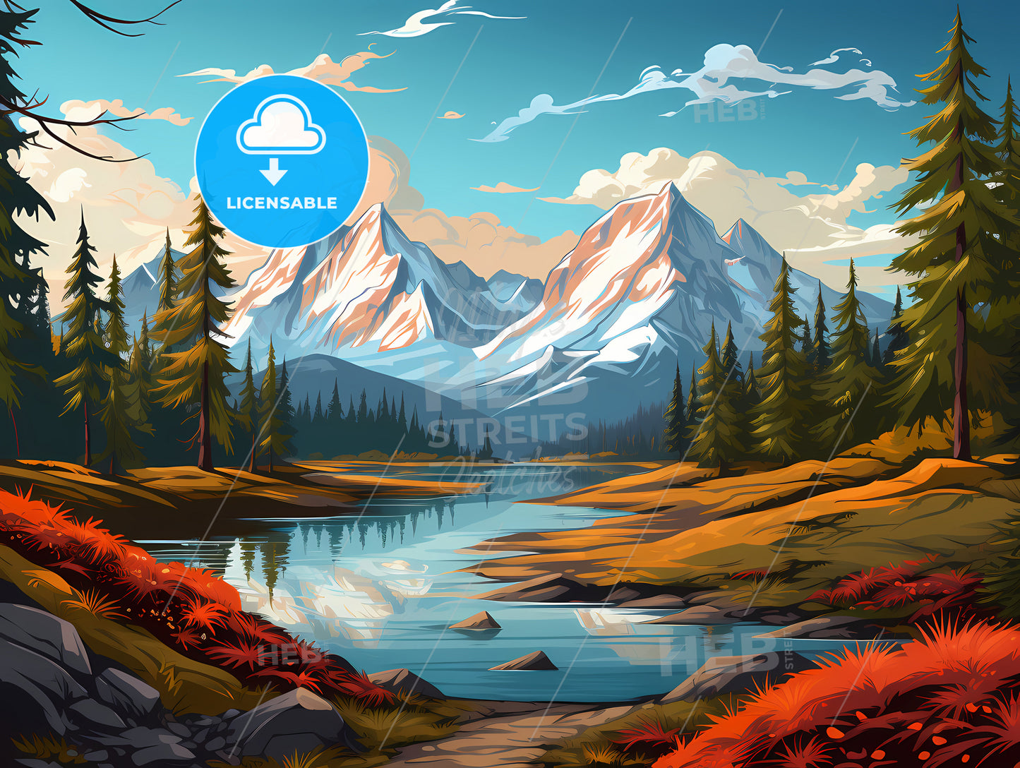 River With Trees And Mountains In The Background