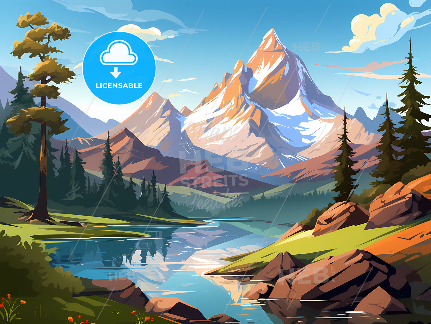 River With A Mountain In The Background