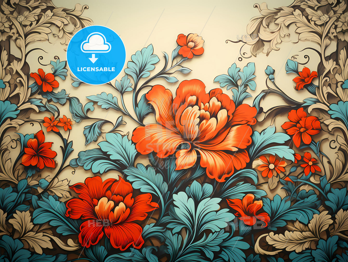 Painting Of Flowers And Leaves