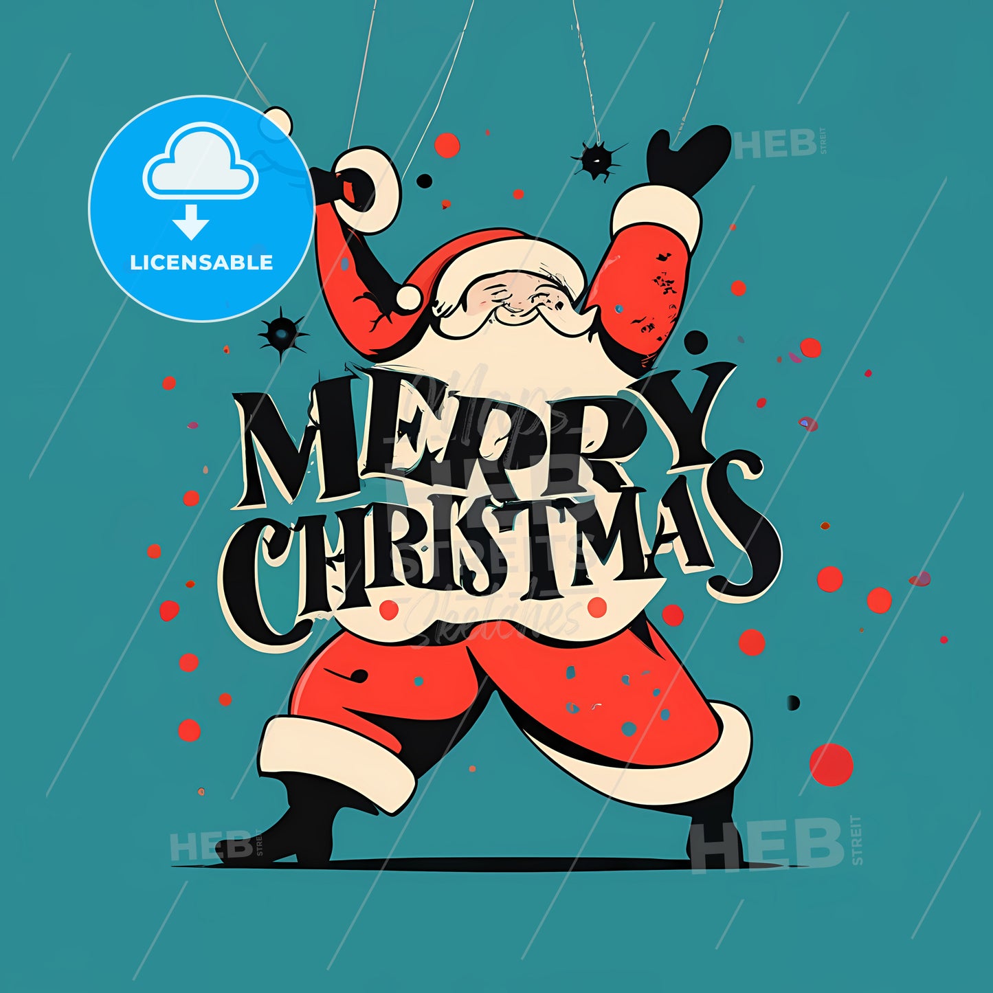 Merry Christmas - A Santa Claus Holding A String