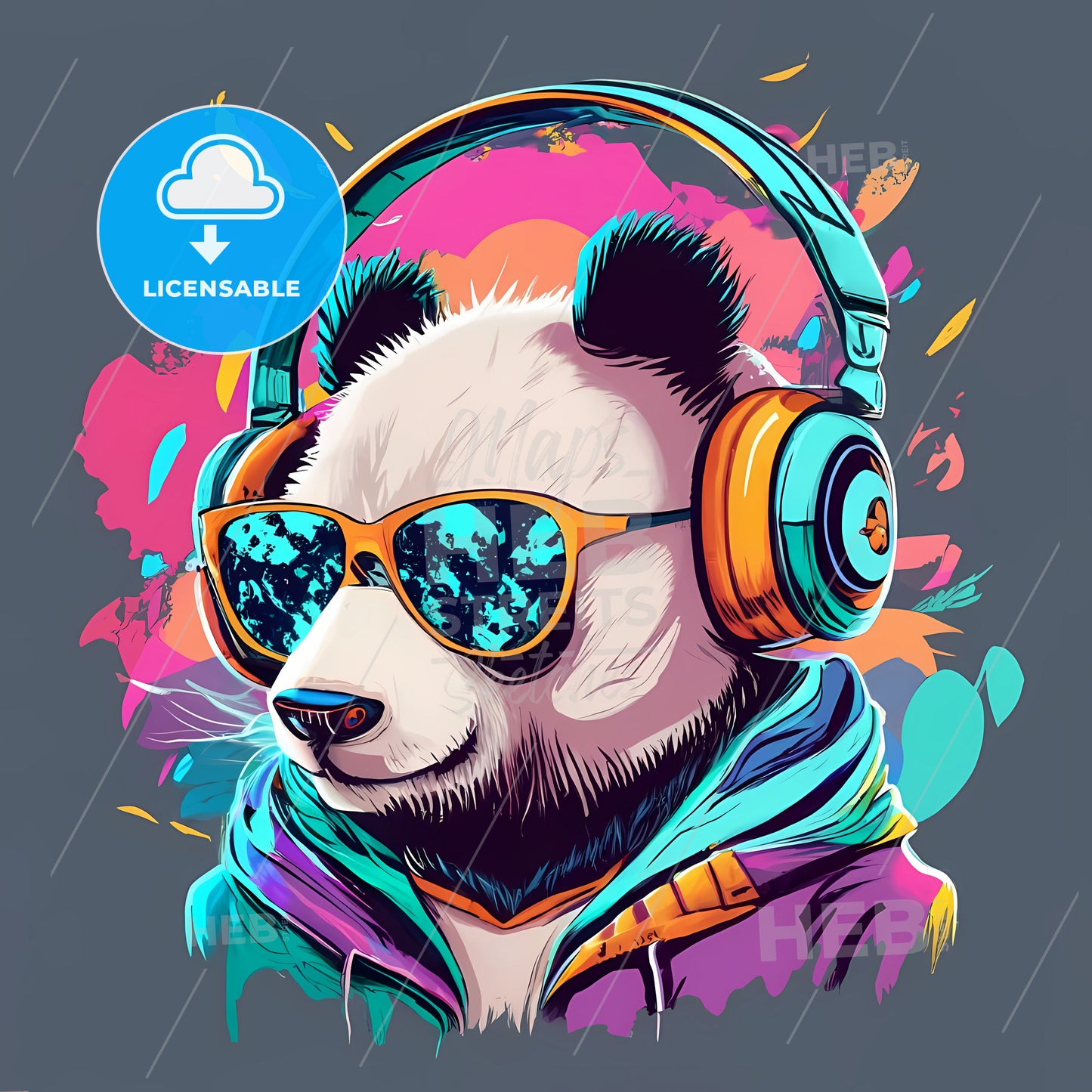 A Panda Wearing Headphones And Sunglasses