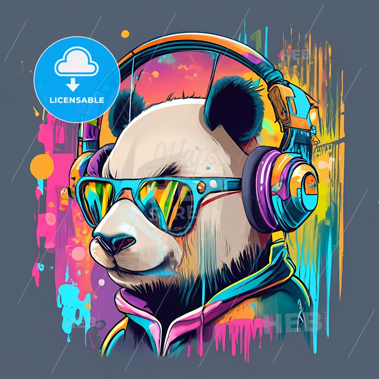 A Panda Wearing Headphones And Sunglasses