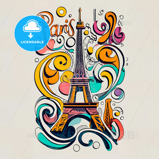 Paris - A Colorful Drawing Of A Tower