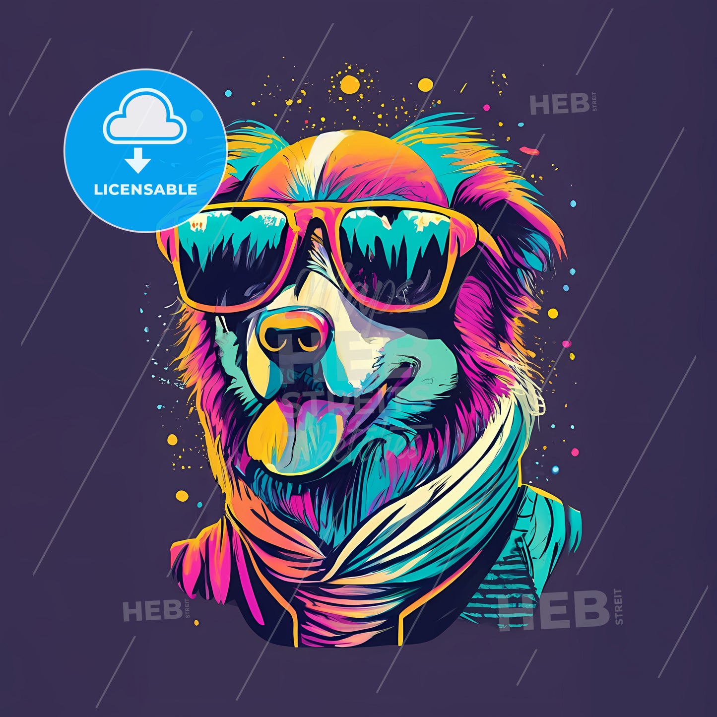 A Dog Wearing Sunglasses And Scarf