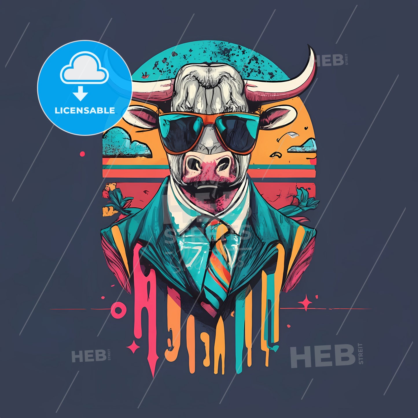 A Cow Wearing Sunglasses And A Suit