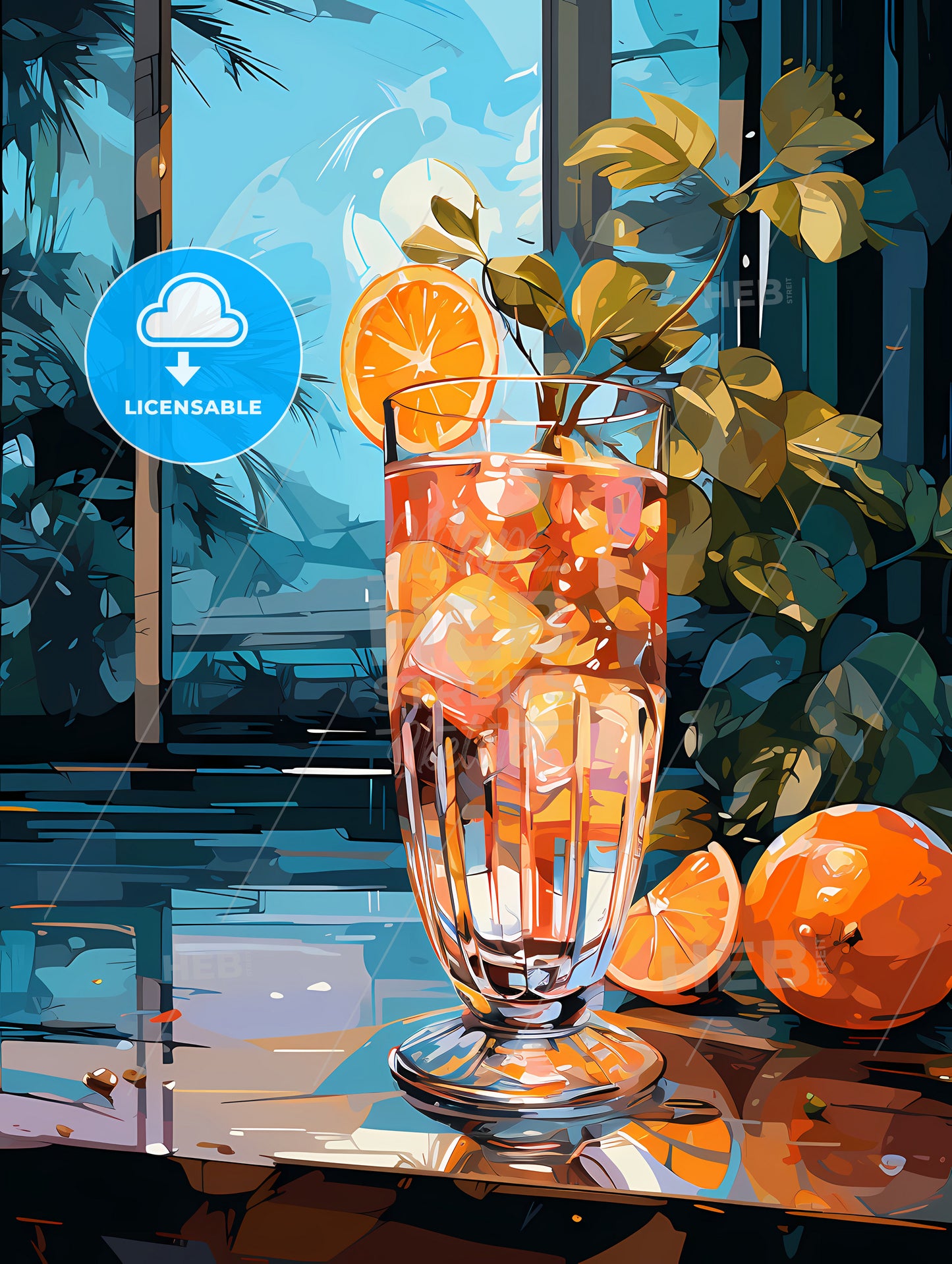 A cocktail near a swimming pool - relax concept
