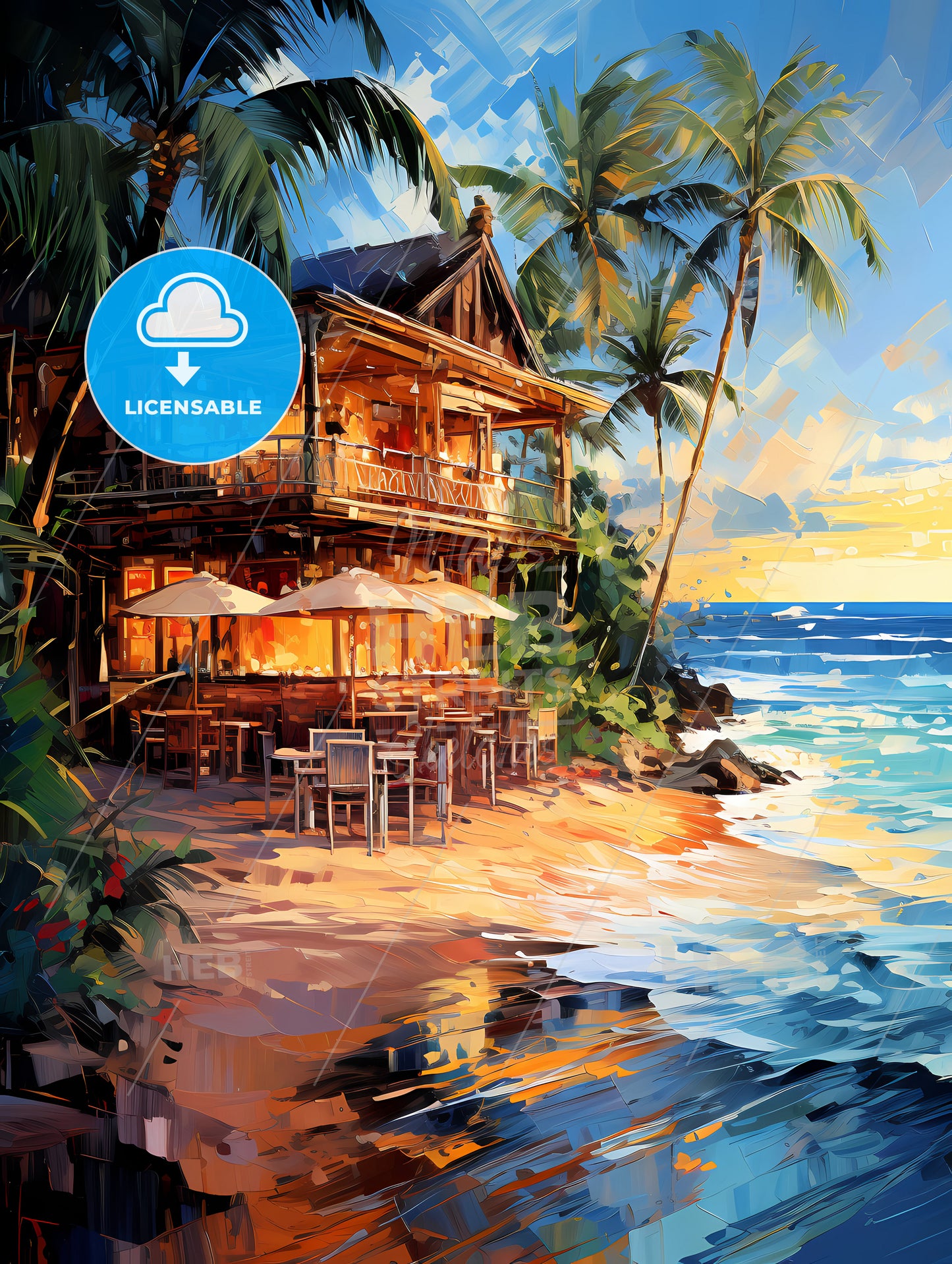 Art summer tropical beach wine bar