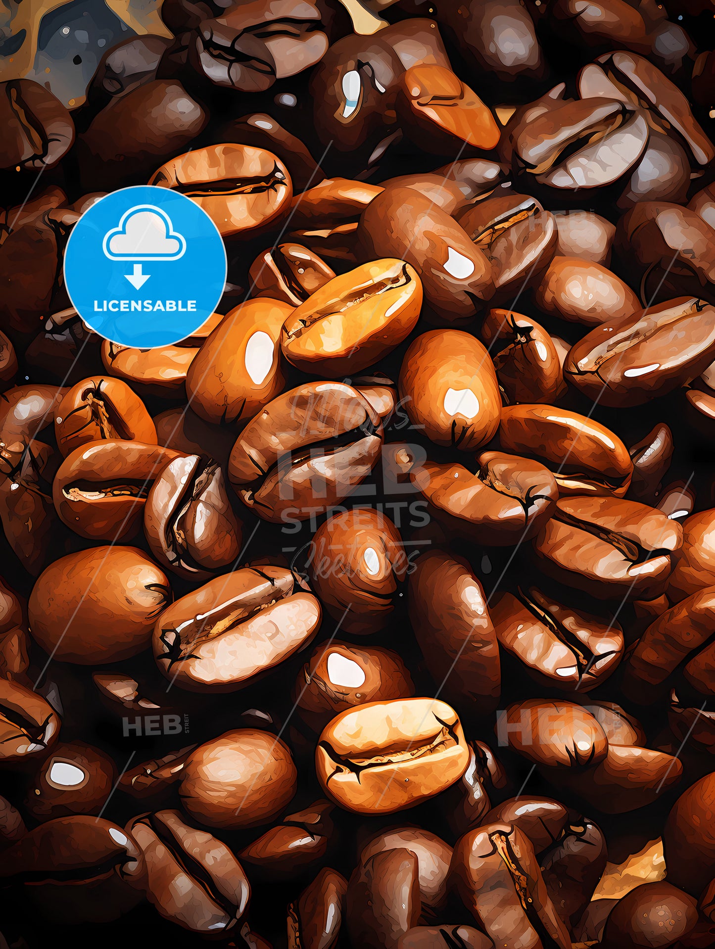 Closeup of coffee beans with scoop in mood lighting