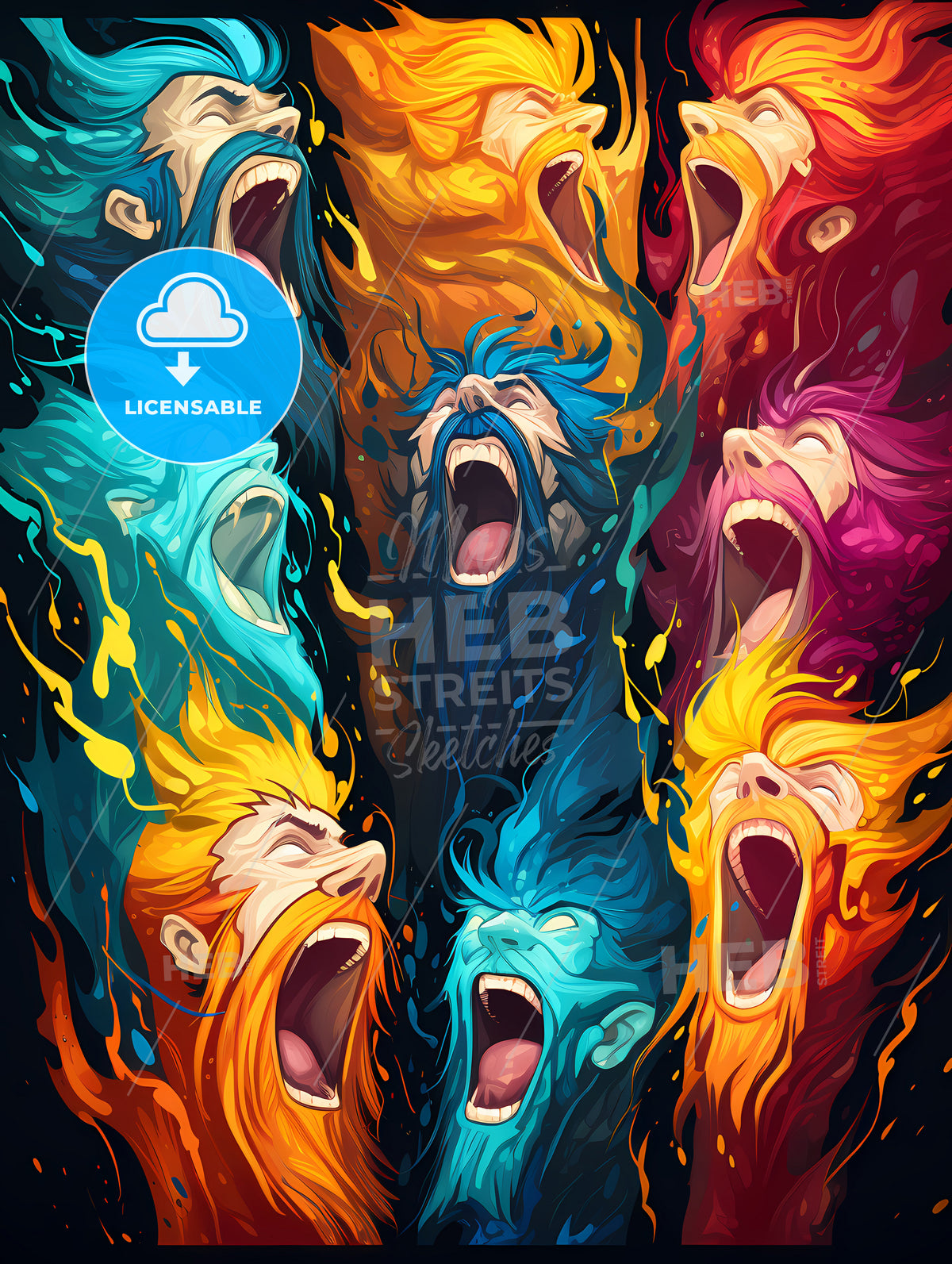 Collection of multicolored comic sound Effects