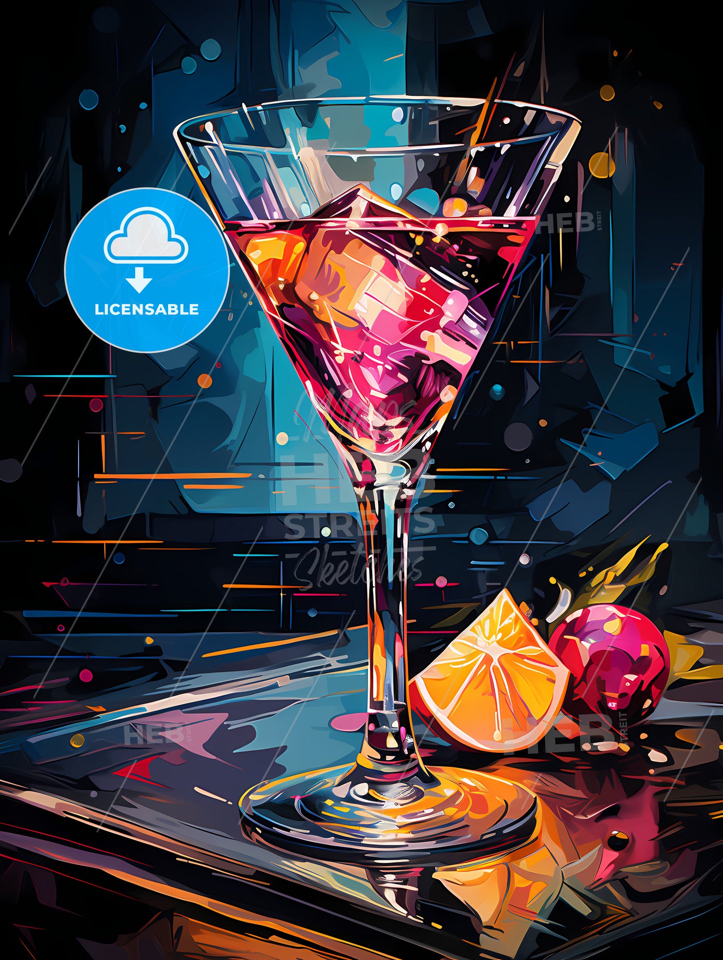 Cosmopolitain Cocktail Retro Design