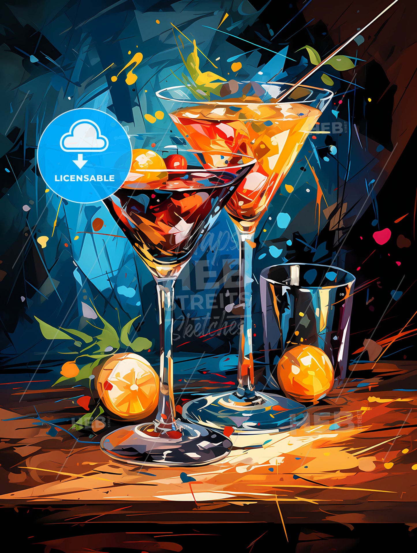 Cosmopolitain Cocktail Retro Design