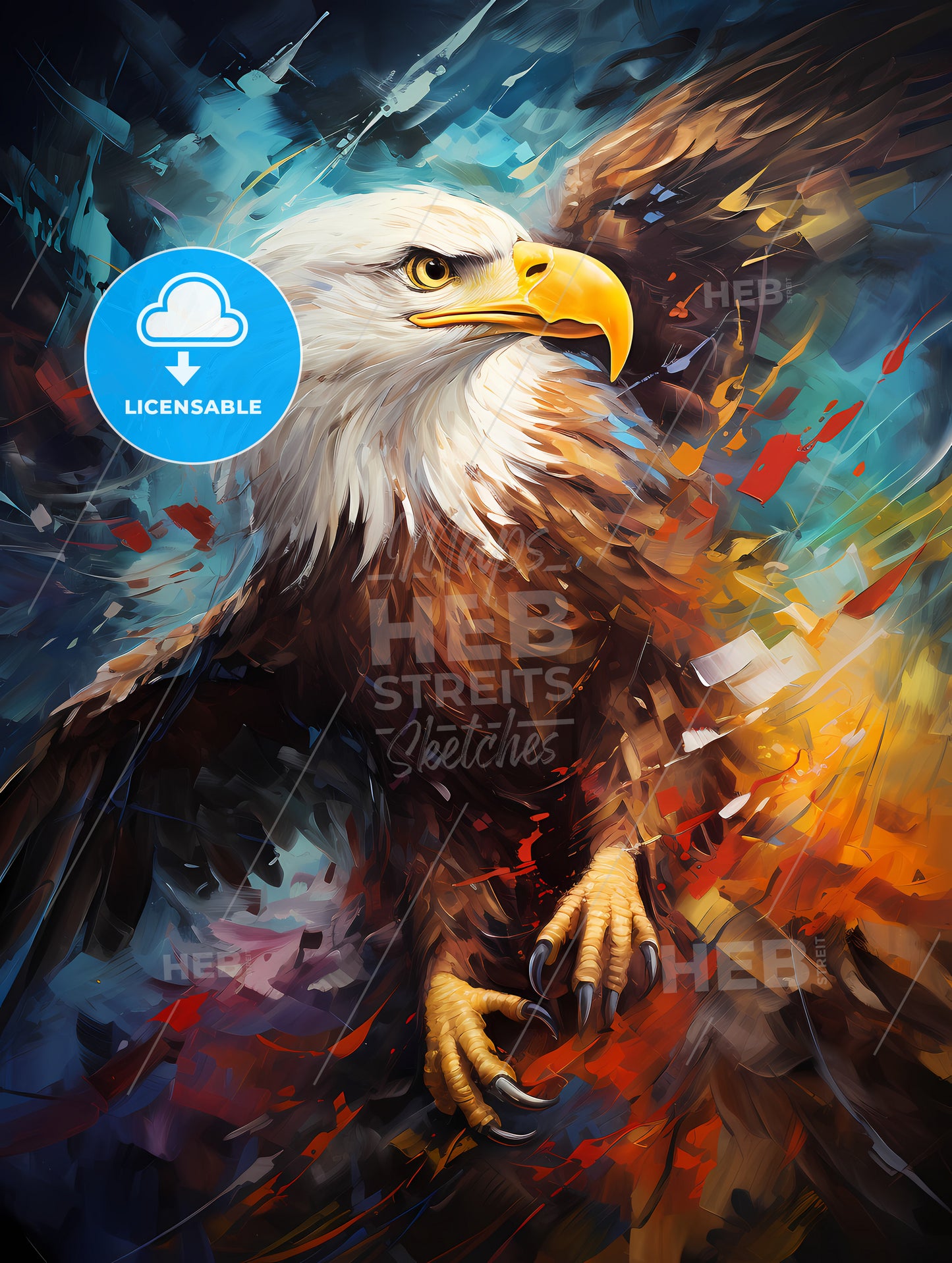 Flight of eagle abstract fantasy