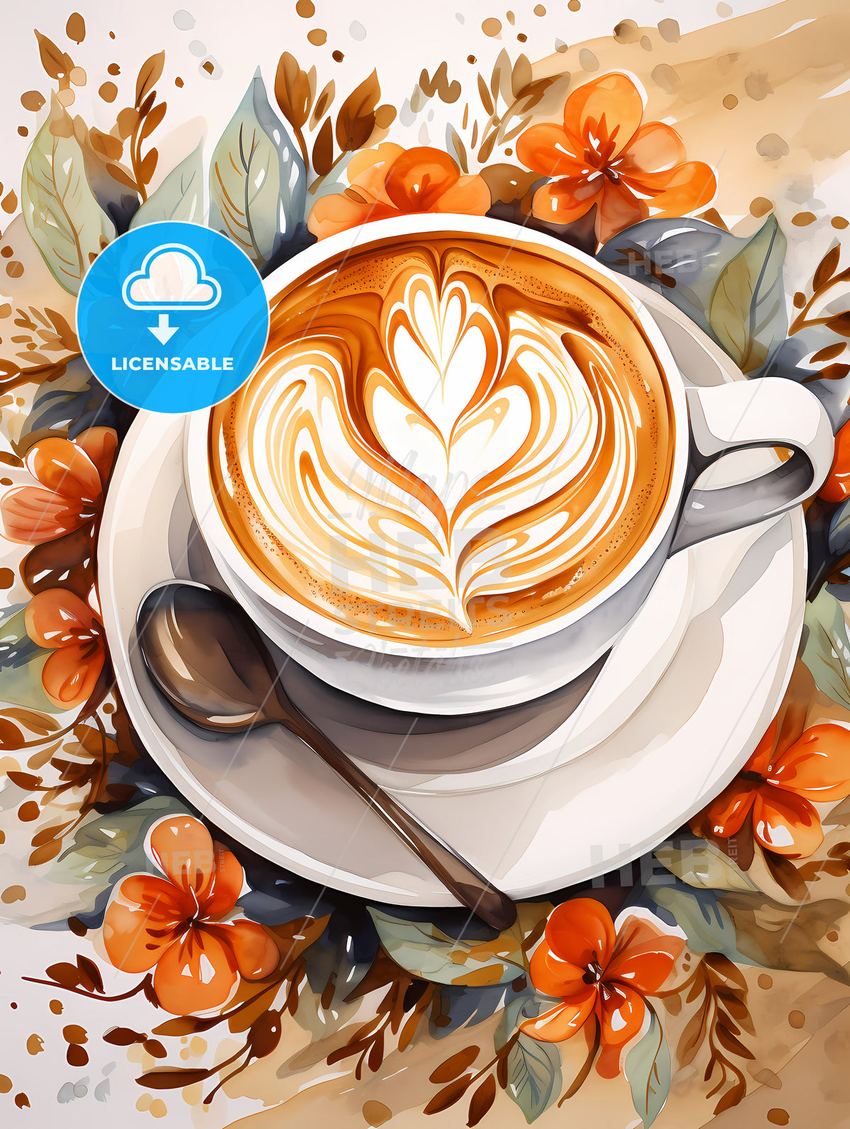 Hot Coffee Capuchino flower latte art