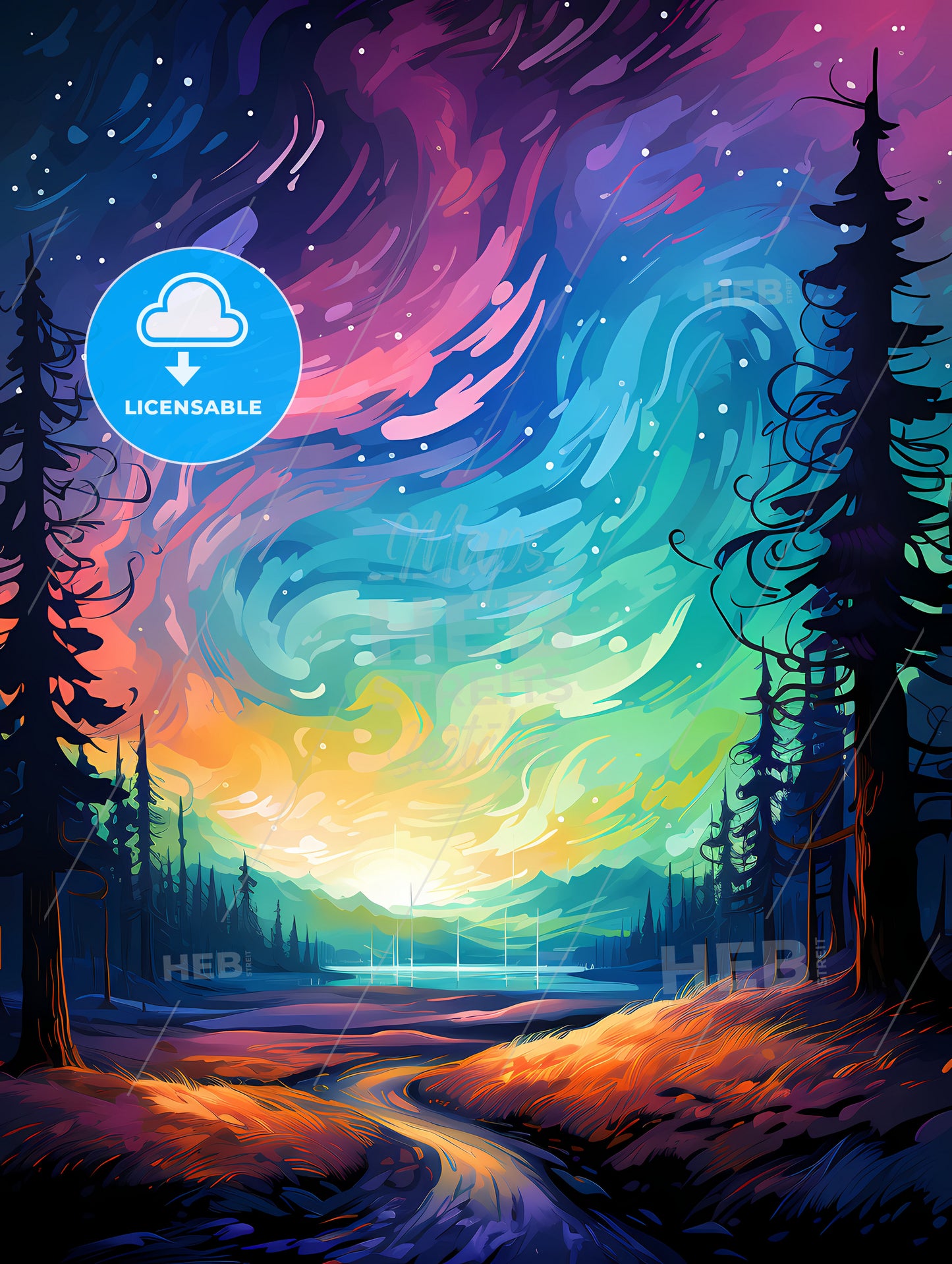 Icebergs at night Jokulsarlon lagoon Iceland