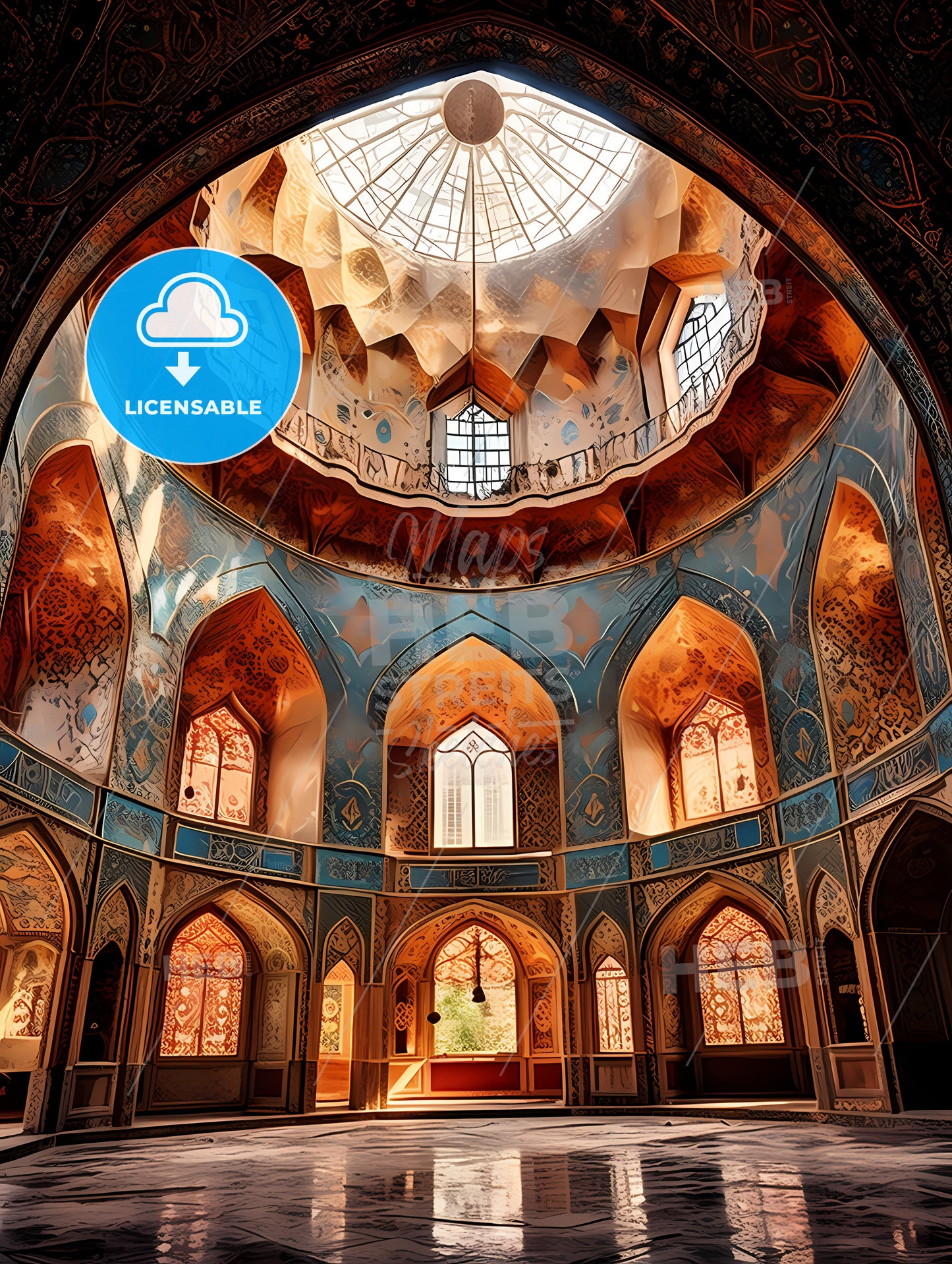 Inside of the mosque dome Esfahan Iran