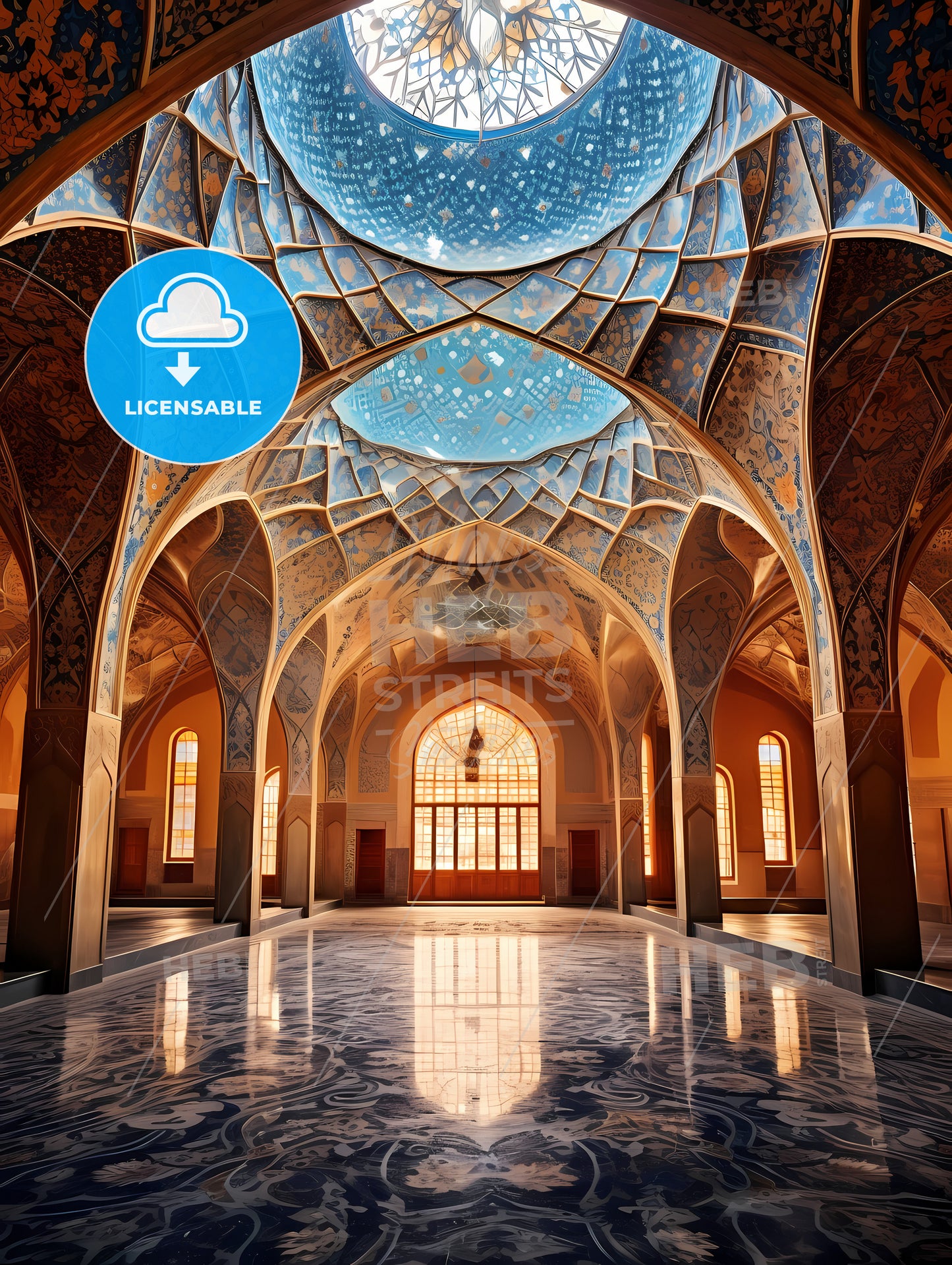 Inside of the mosque dome Esfahan Iran