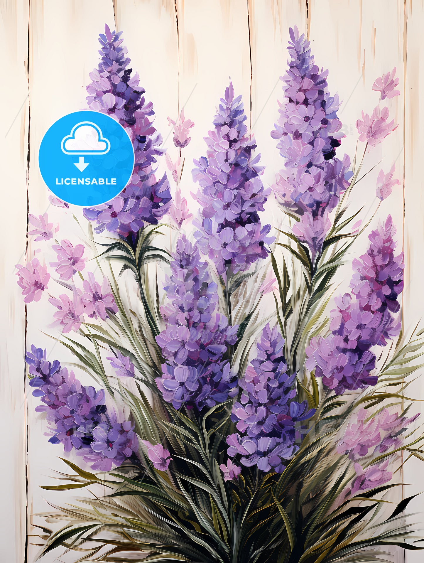 Lavender flowers over white wood background