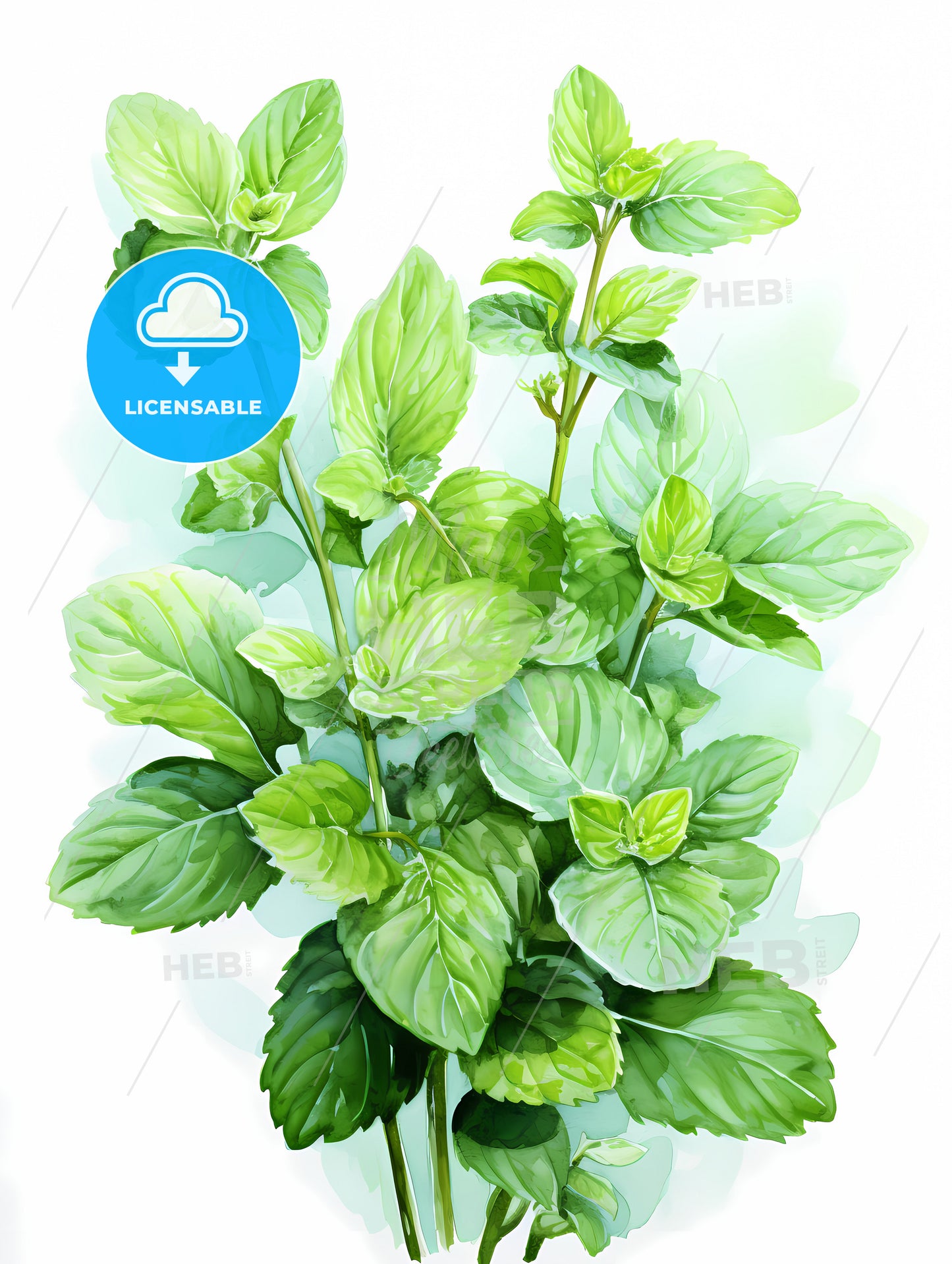 Mint leaves watercolor illustration