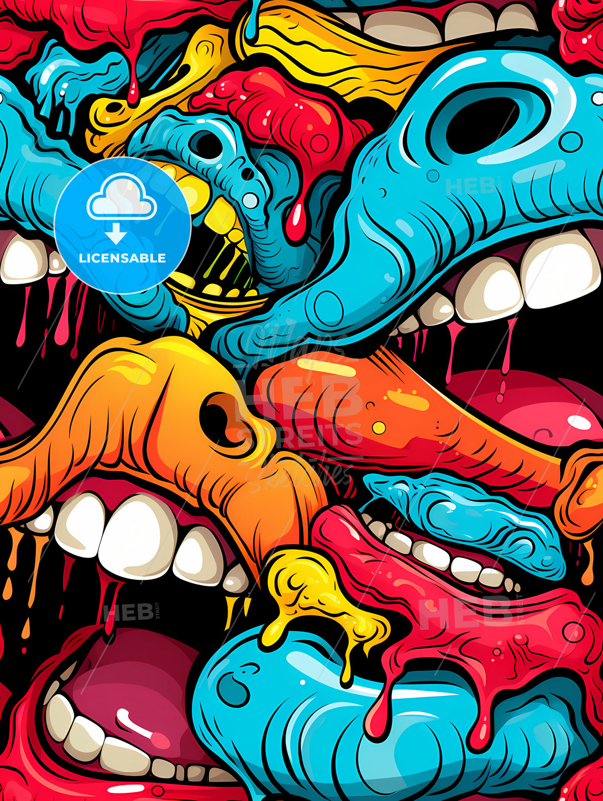Mouth pop art seamless pattern