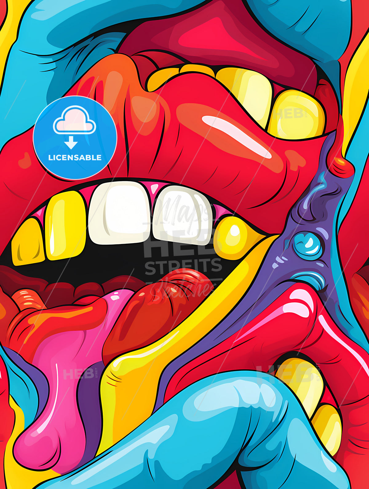 Mouth pop art seamless pattern