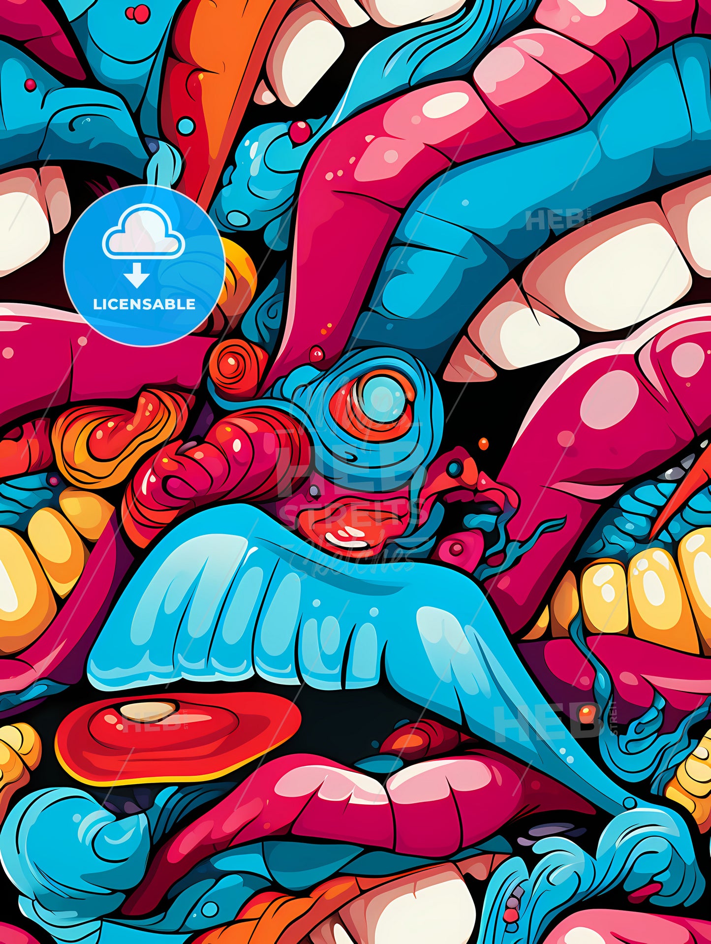 Mouth pop art seamless pattern
