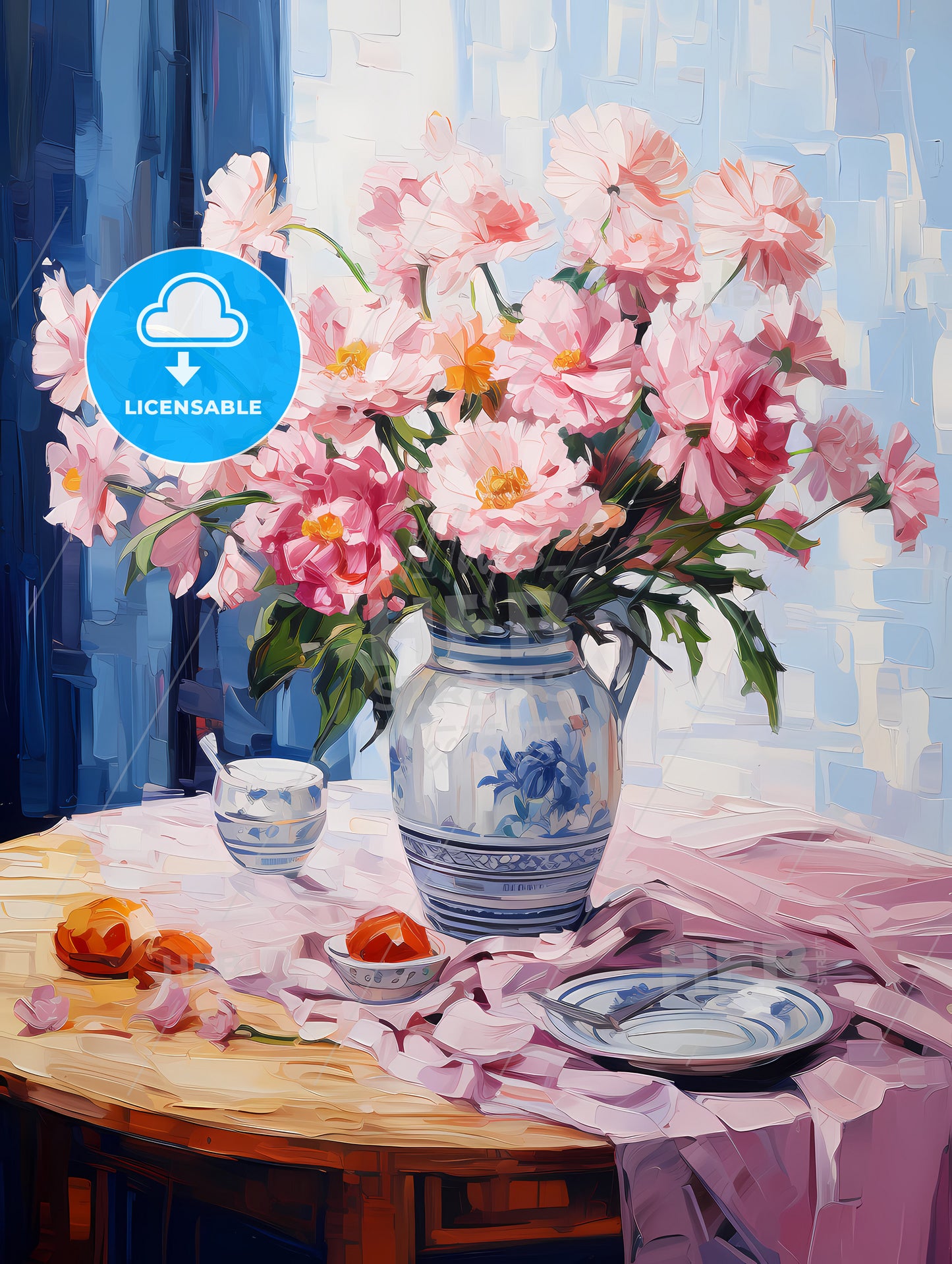Pink Table With Flowers