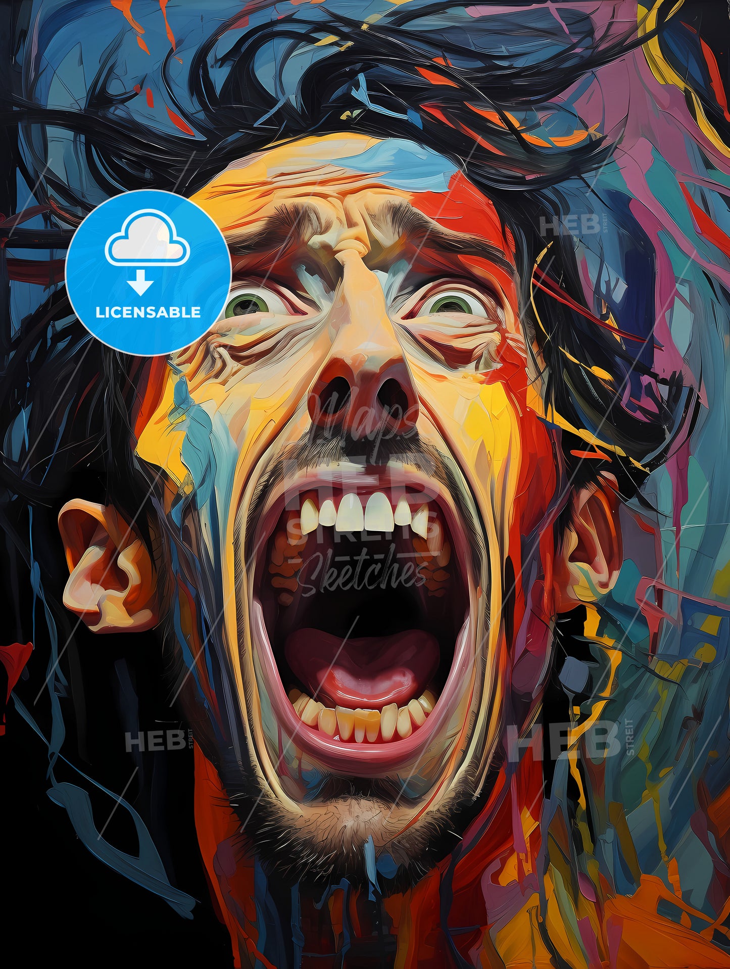 Portrait of an upset man with protruding teeth