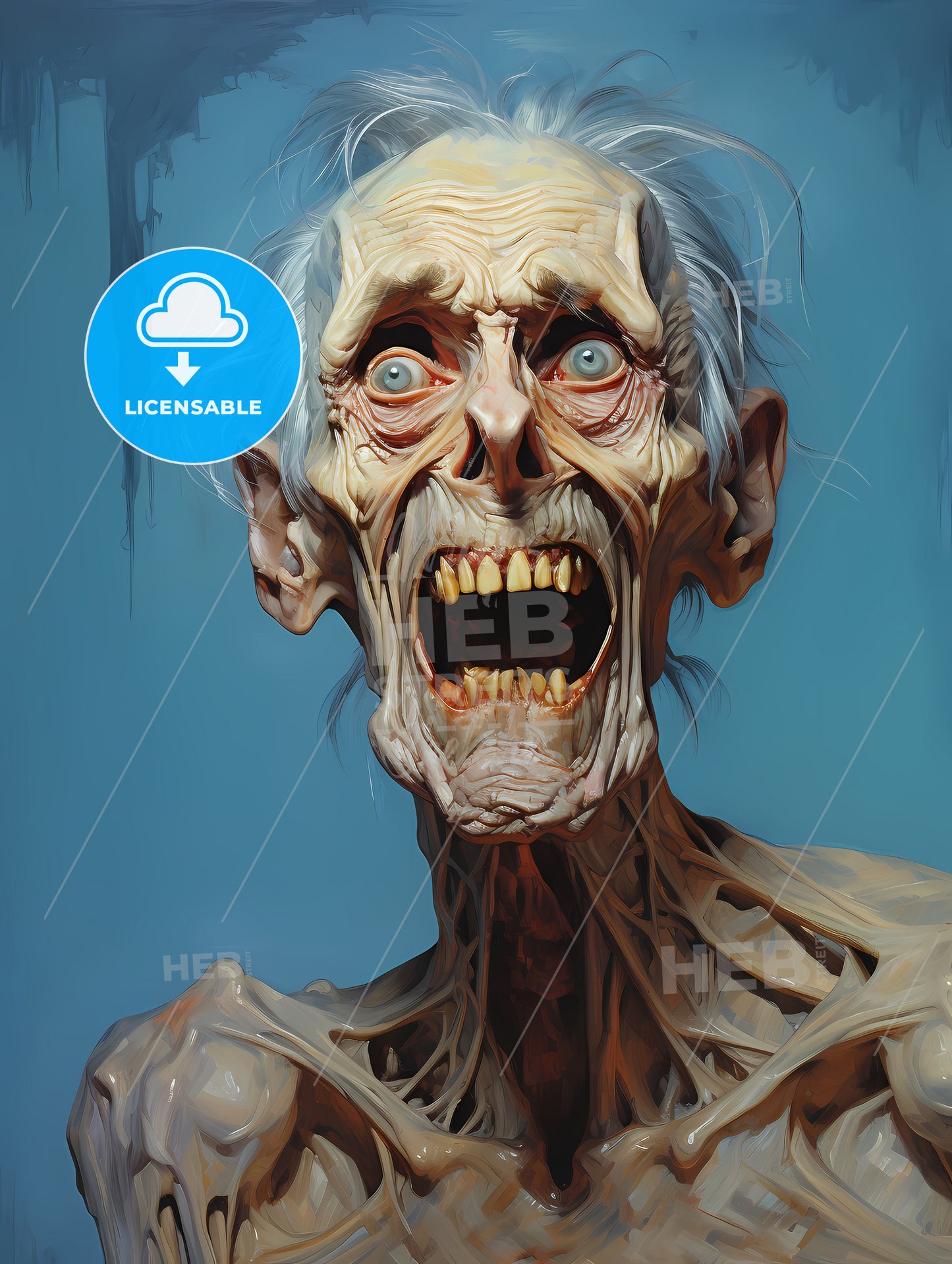 Portrait of an upset man with protruding teeth