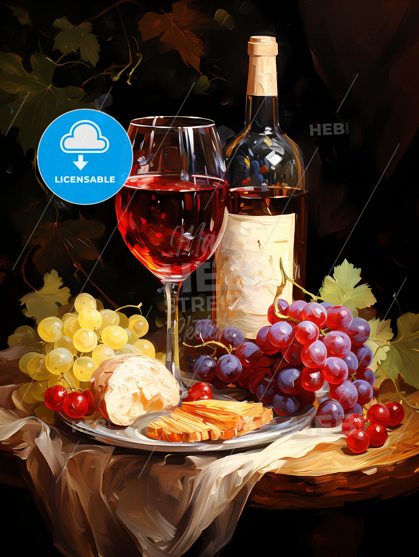 Red and white wine composition in mood lighting