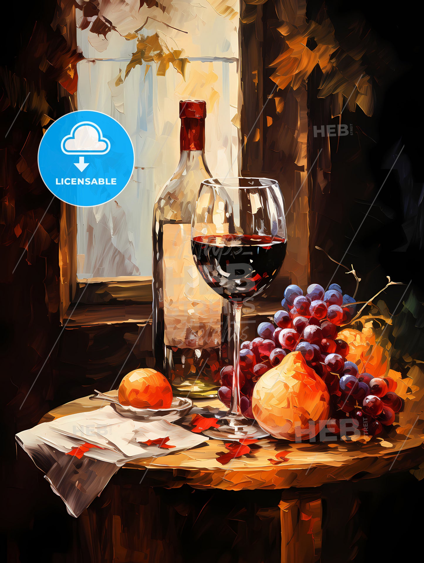 Red and white wine composition in mood lighting