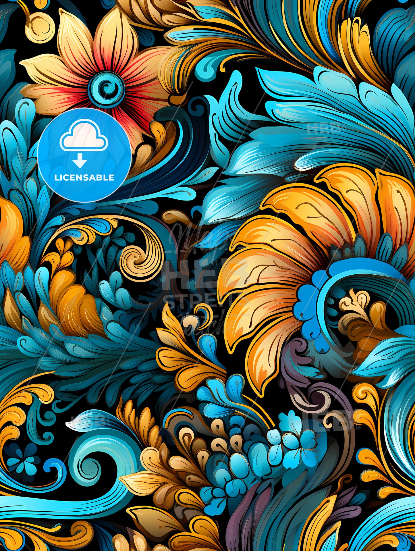 Seamless pattern with Indian motifs