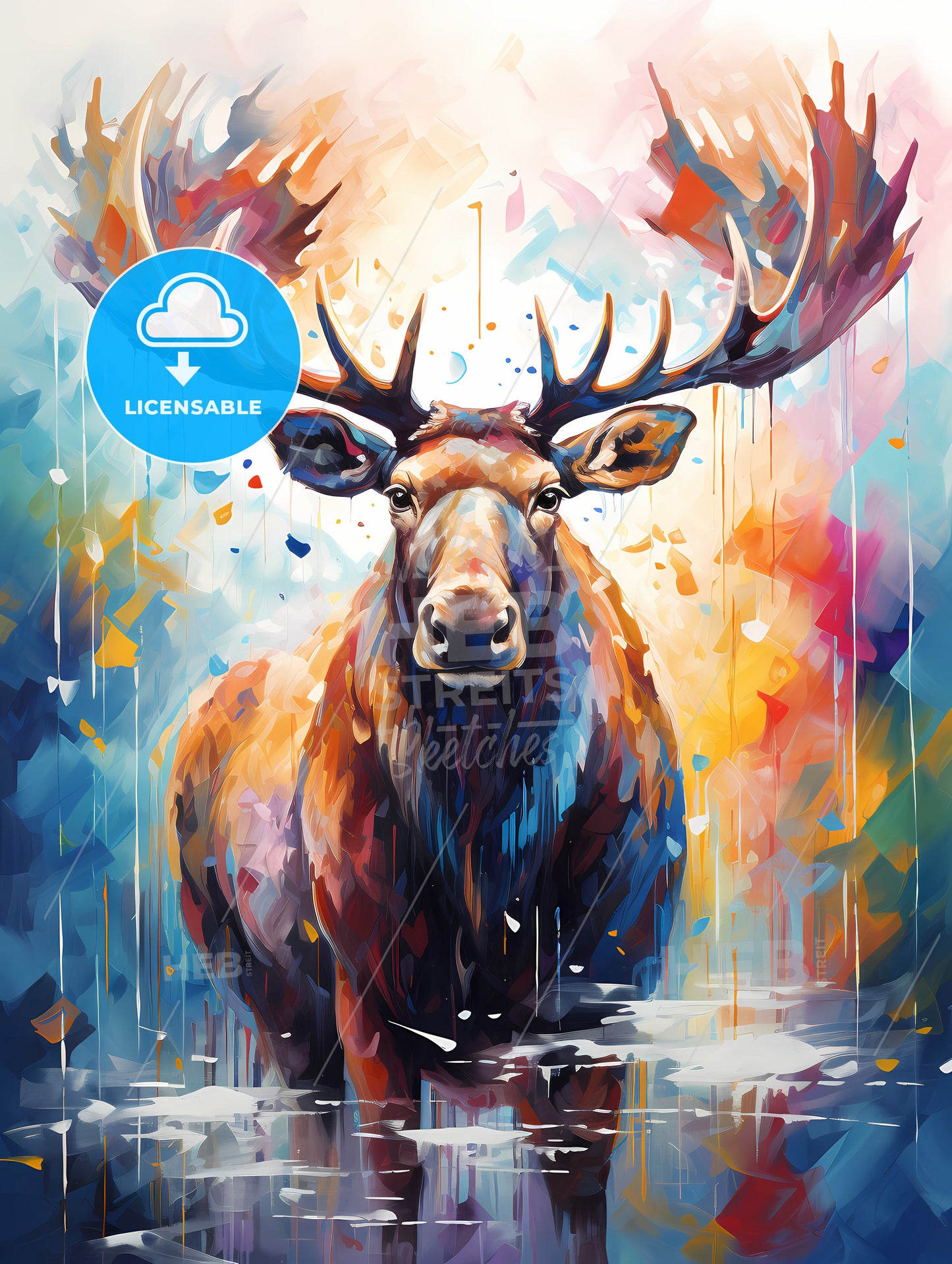 Silhouette moose on white background