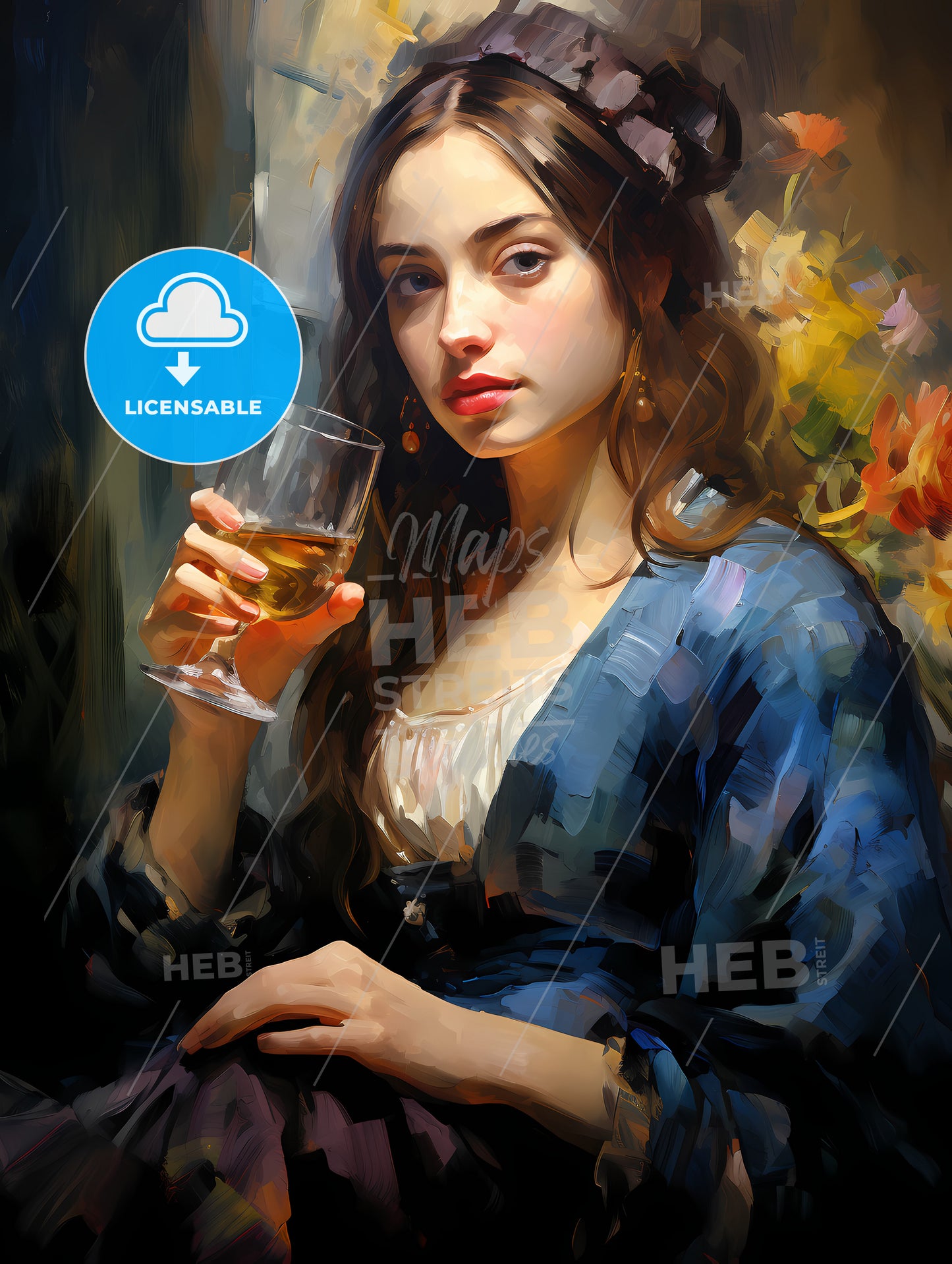 The beautiful girl with a glass and a cigarette