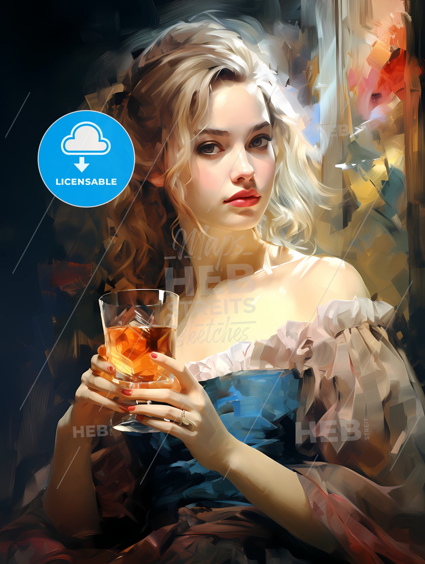 The beautiful girl with a glass and a cigarette