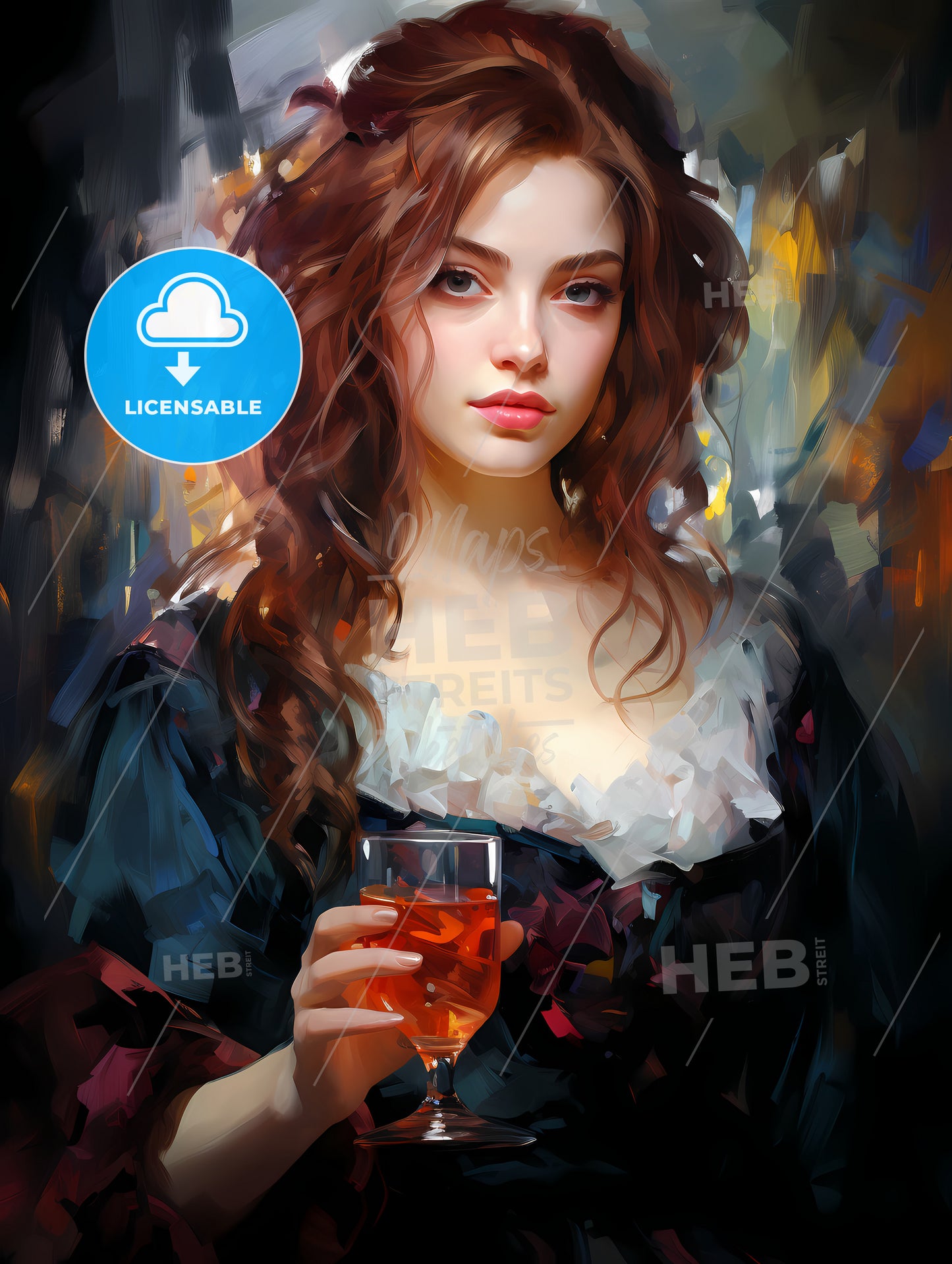 The beautiful girl with a glass and a cigarette
