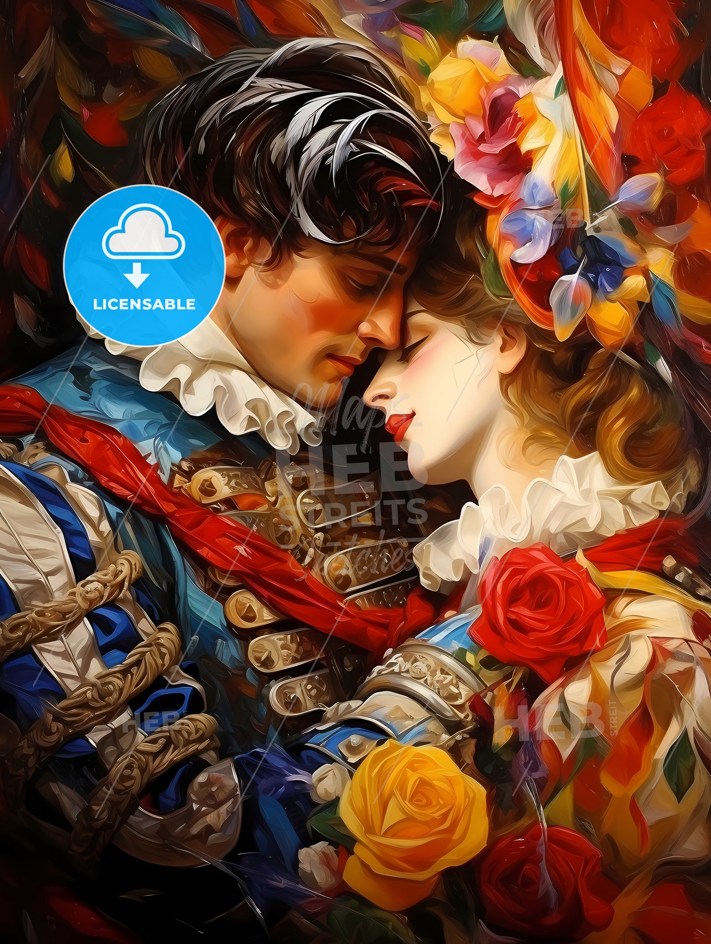 The harlequin and a white parrot