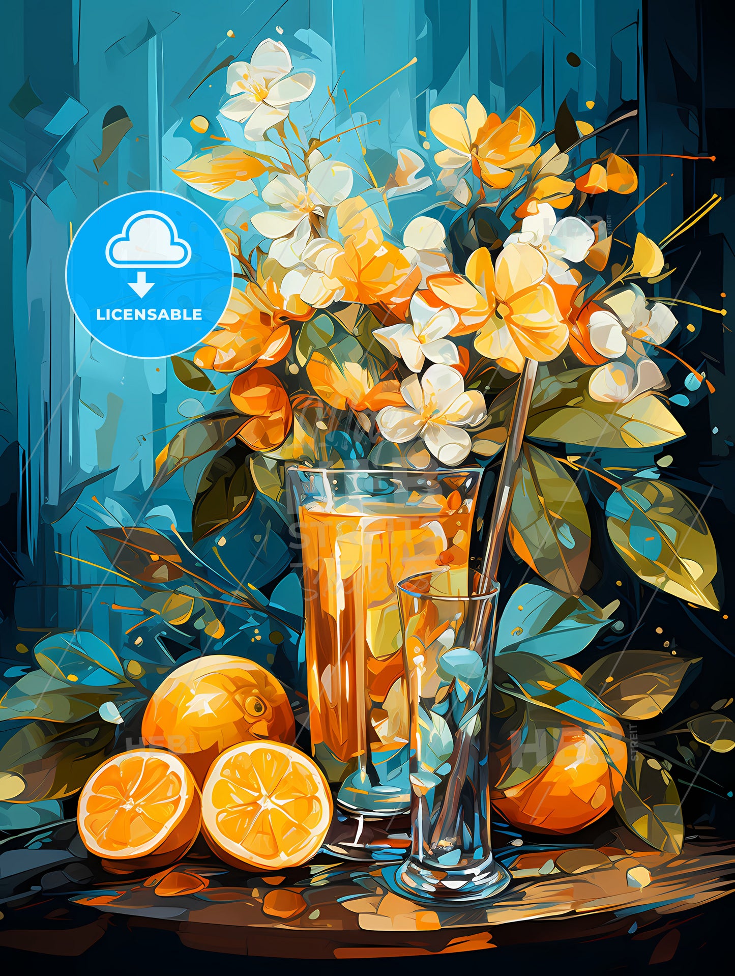 tropical cocktail with orange lemon and carambola