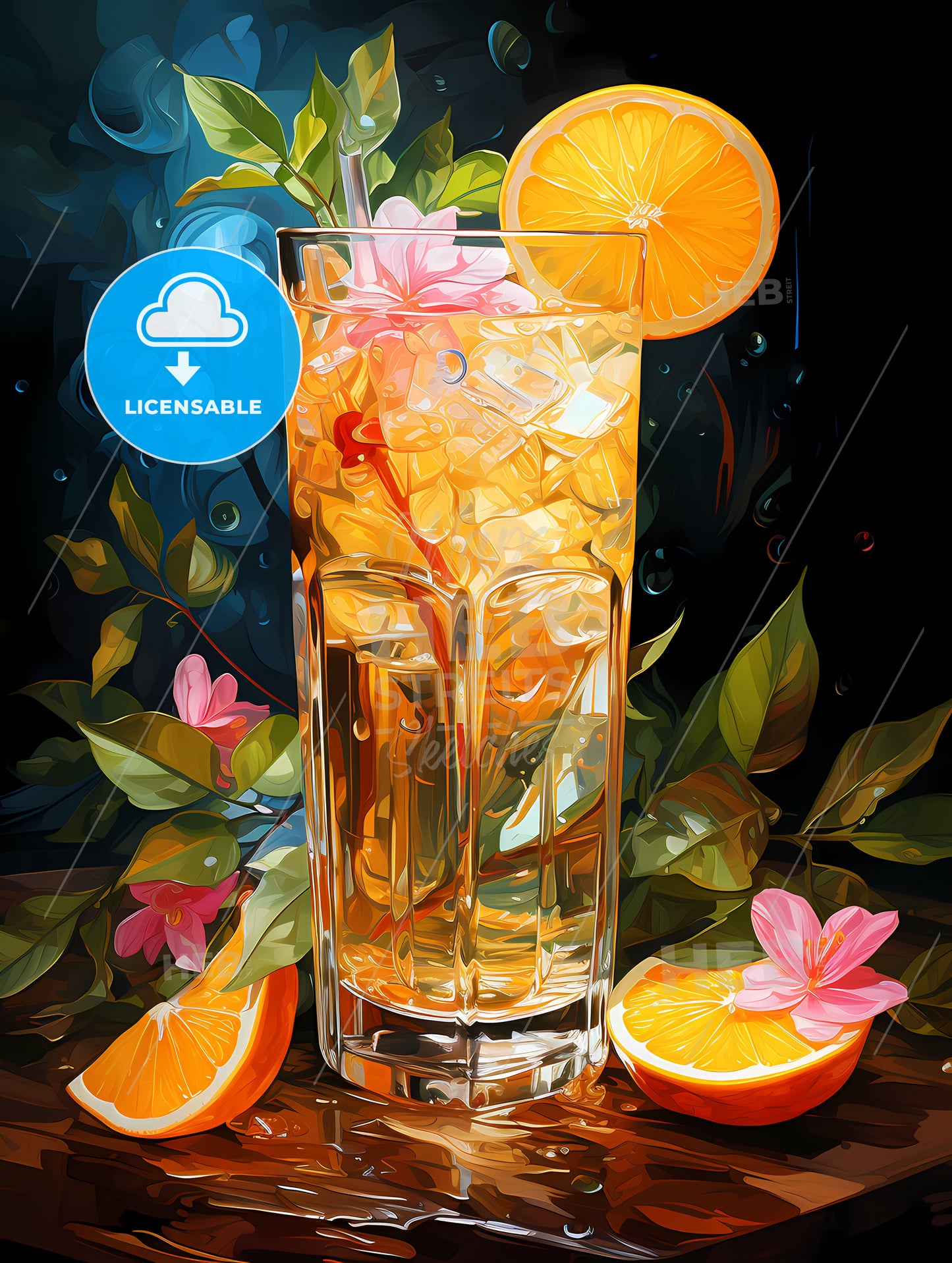 tropical cocktail with orange lemon and carambola