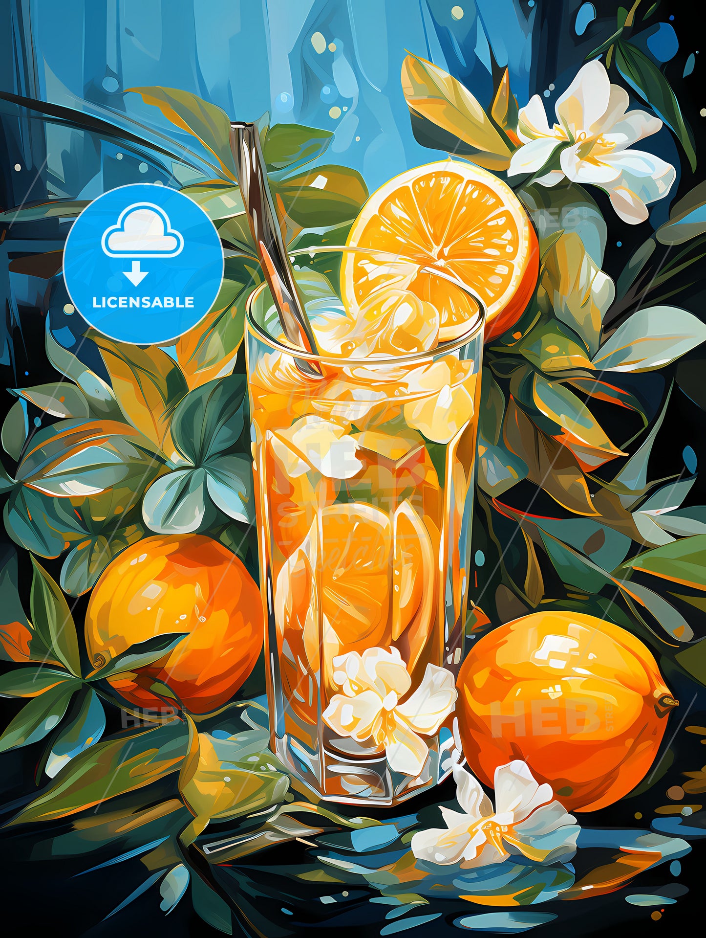 tropical cocktail with orange lemon and carambola