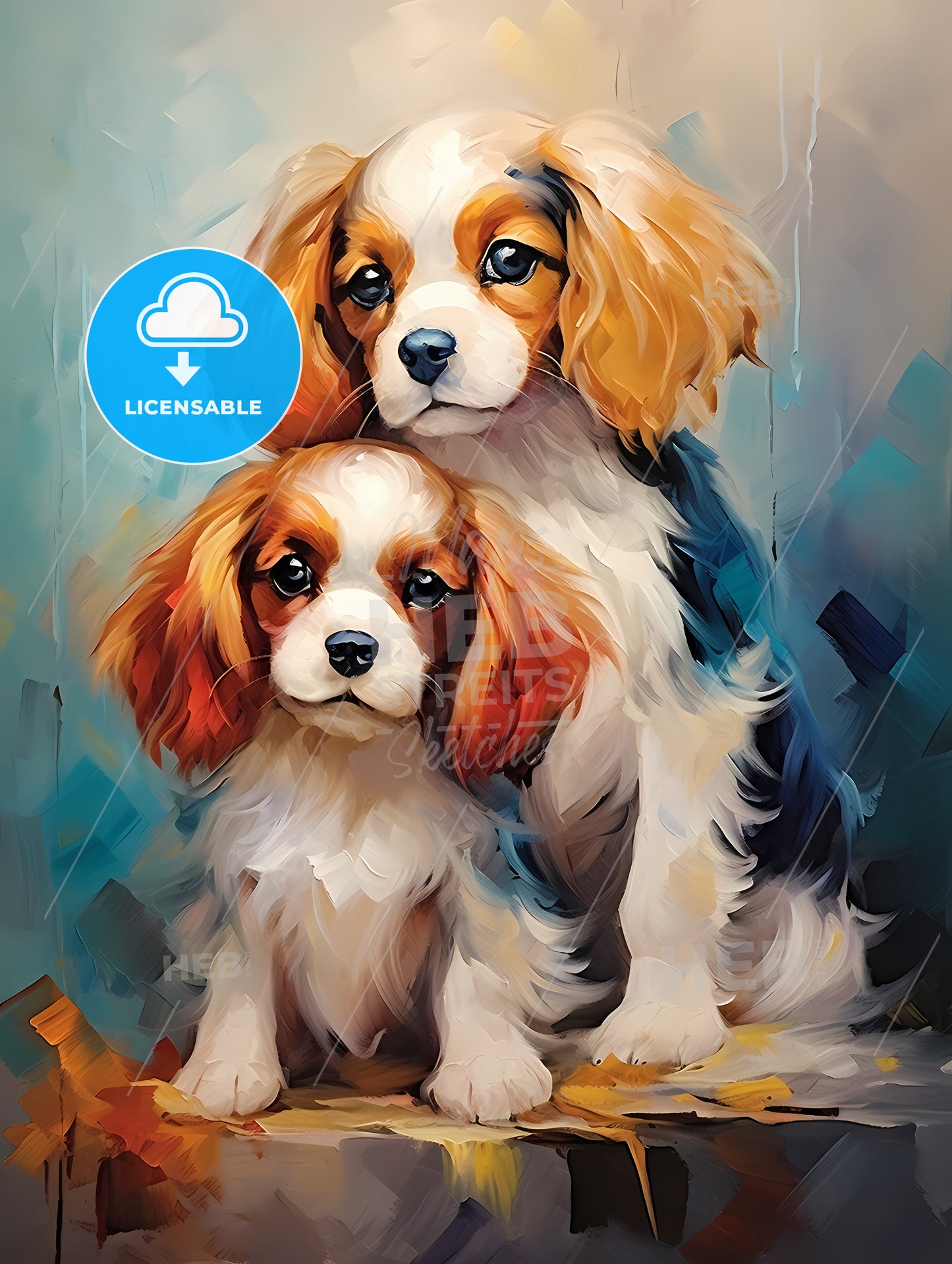 Two Cavalier King Charles Spaniel puppies